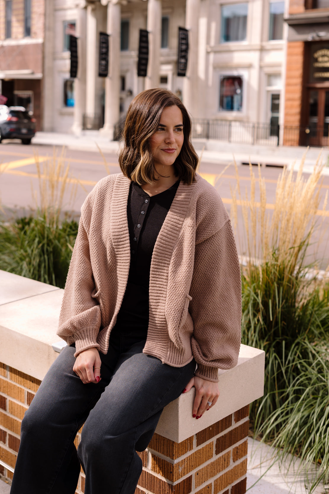 Kristen Oversized Cardigan | Dark Taupe