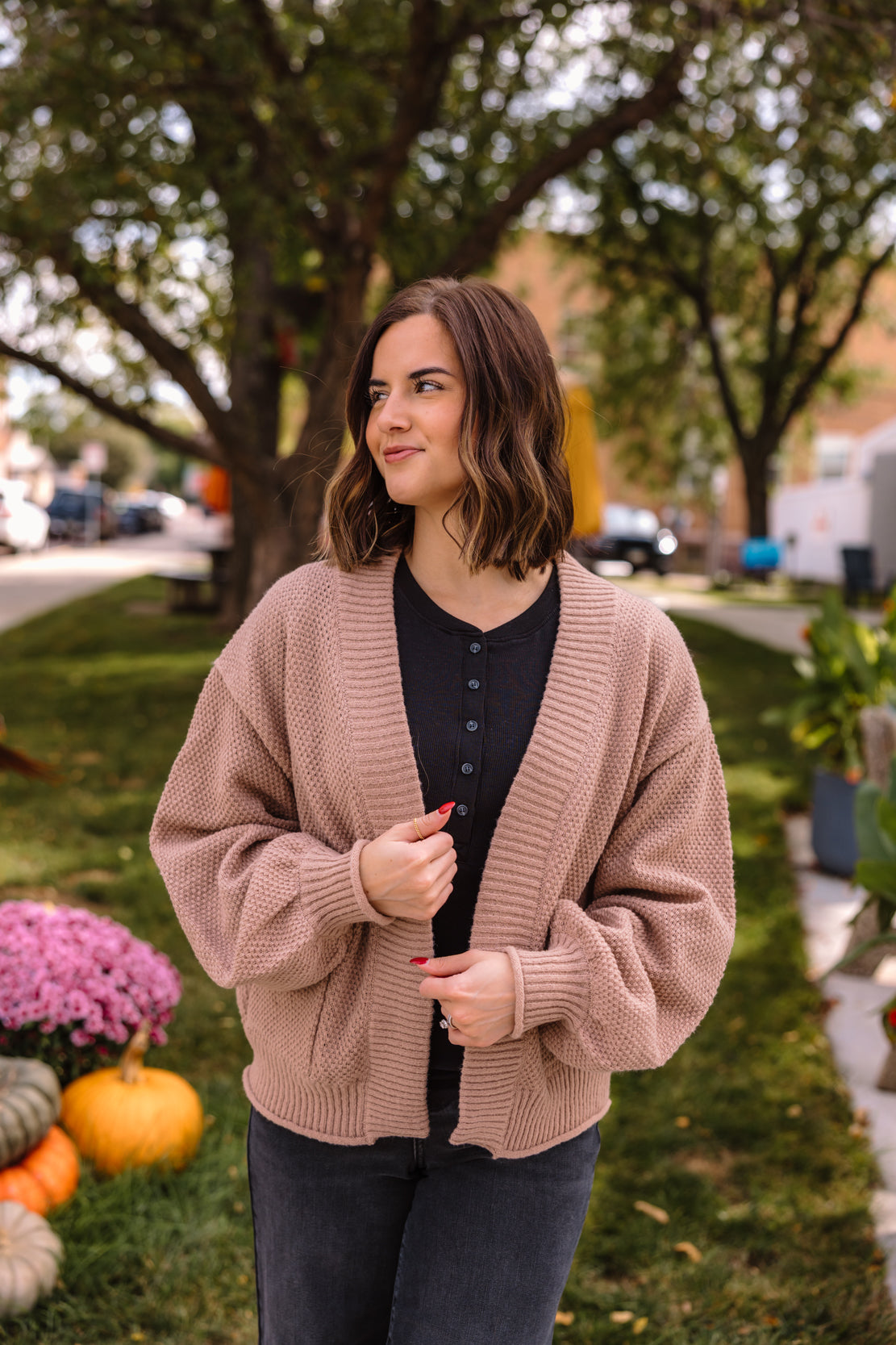 Kristen Oversized Cardigan | Dark Taupe