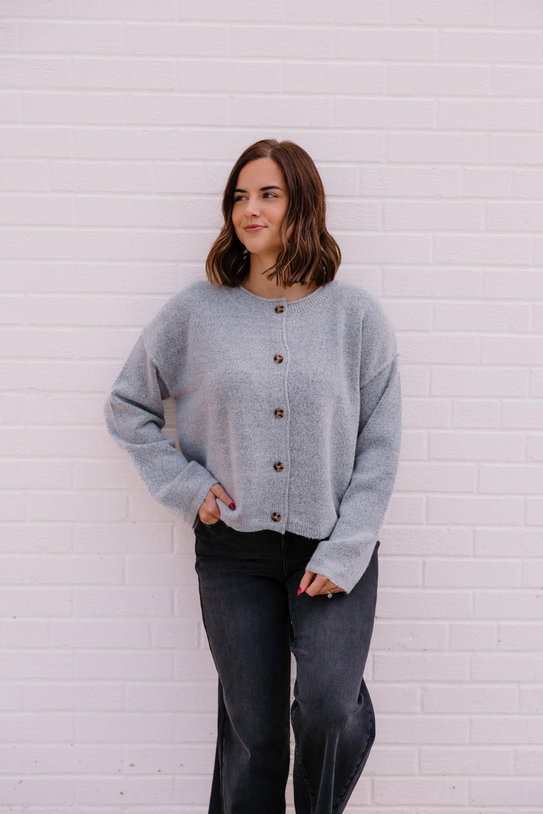 Saige Knit Cardigan | Heather Grey