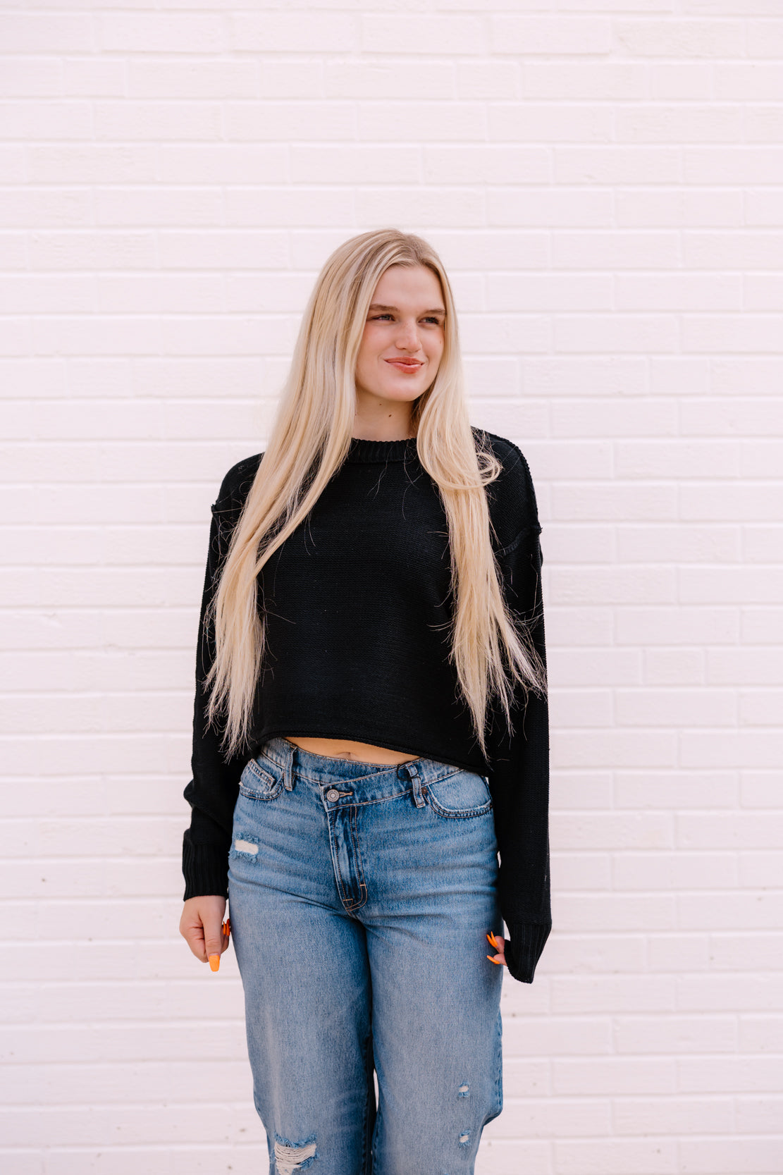Karly Cropped Sweater | Black