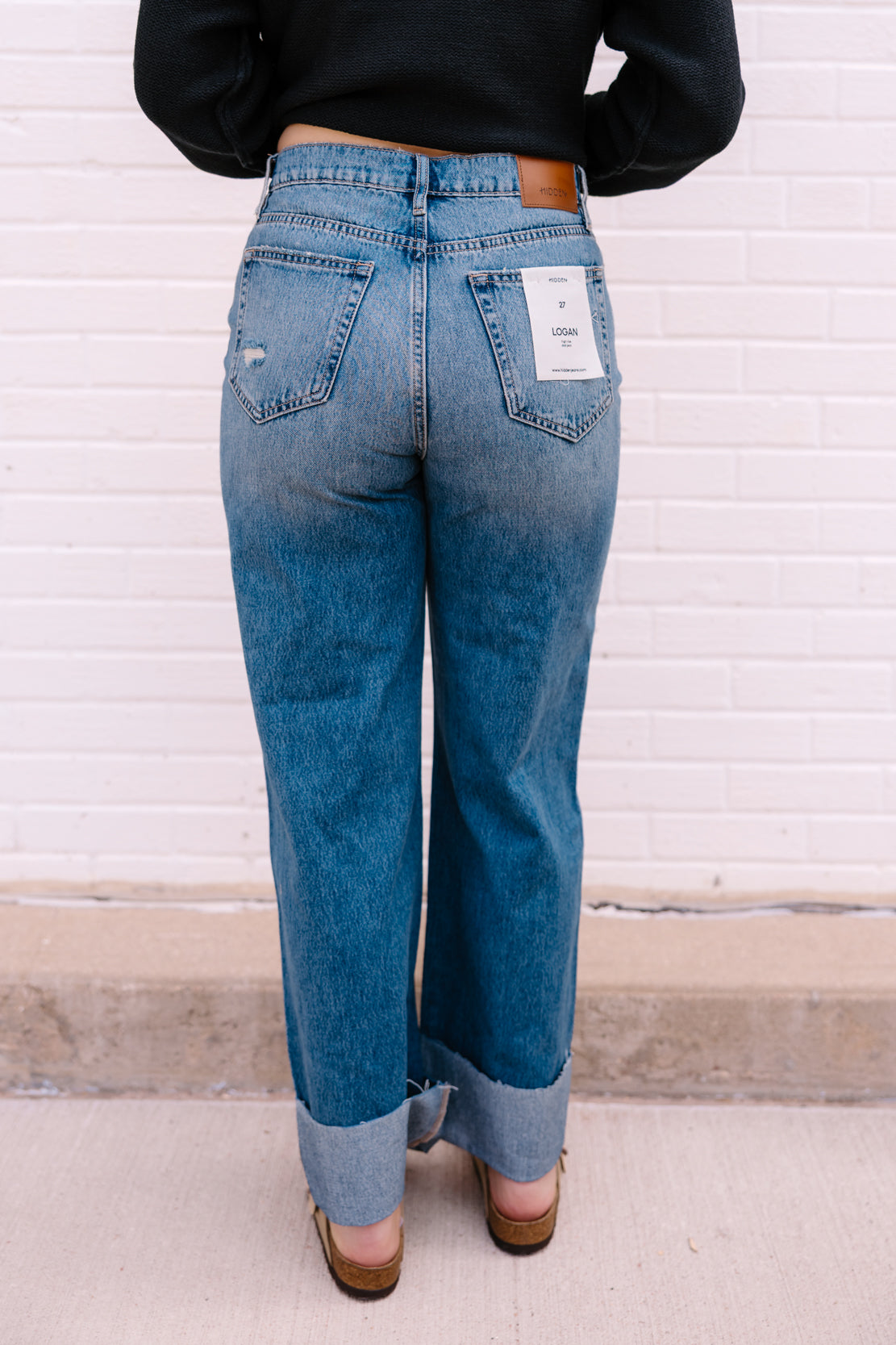 Logan High Waist Crossover Dad Jean | Medium Dark