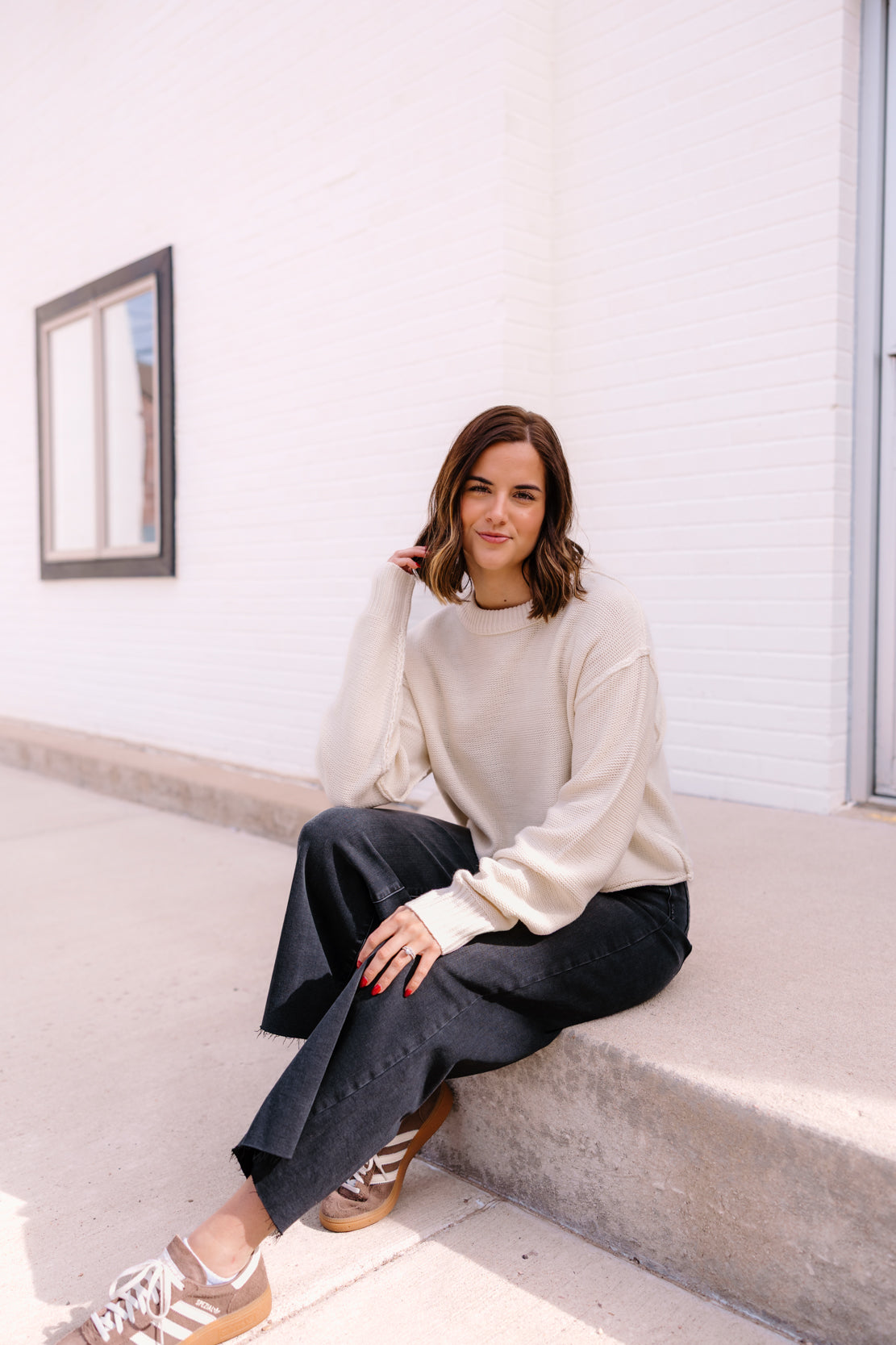 Karly Cropped Sweater | Cream