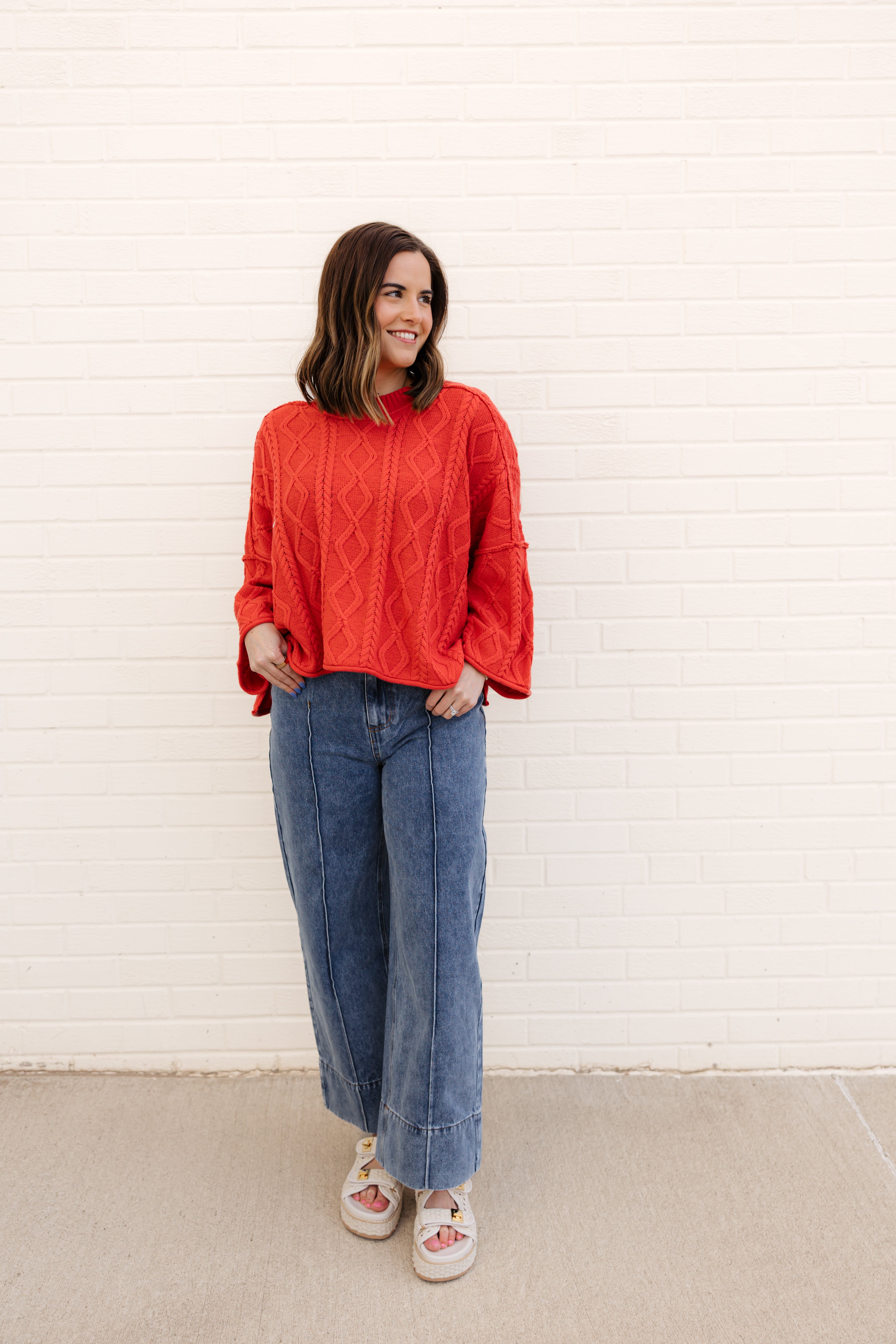 Lioness Cable Knit Sweater | Dusty Red