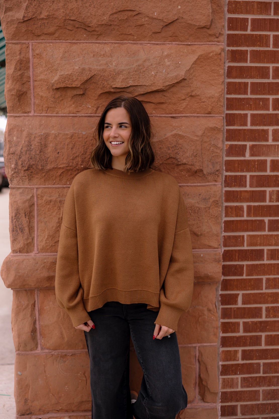 Hailey Drop Shoulder Sweater | Camel