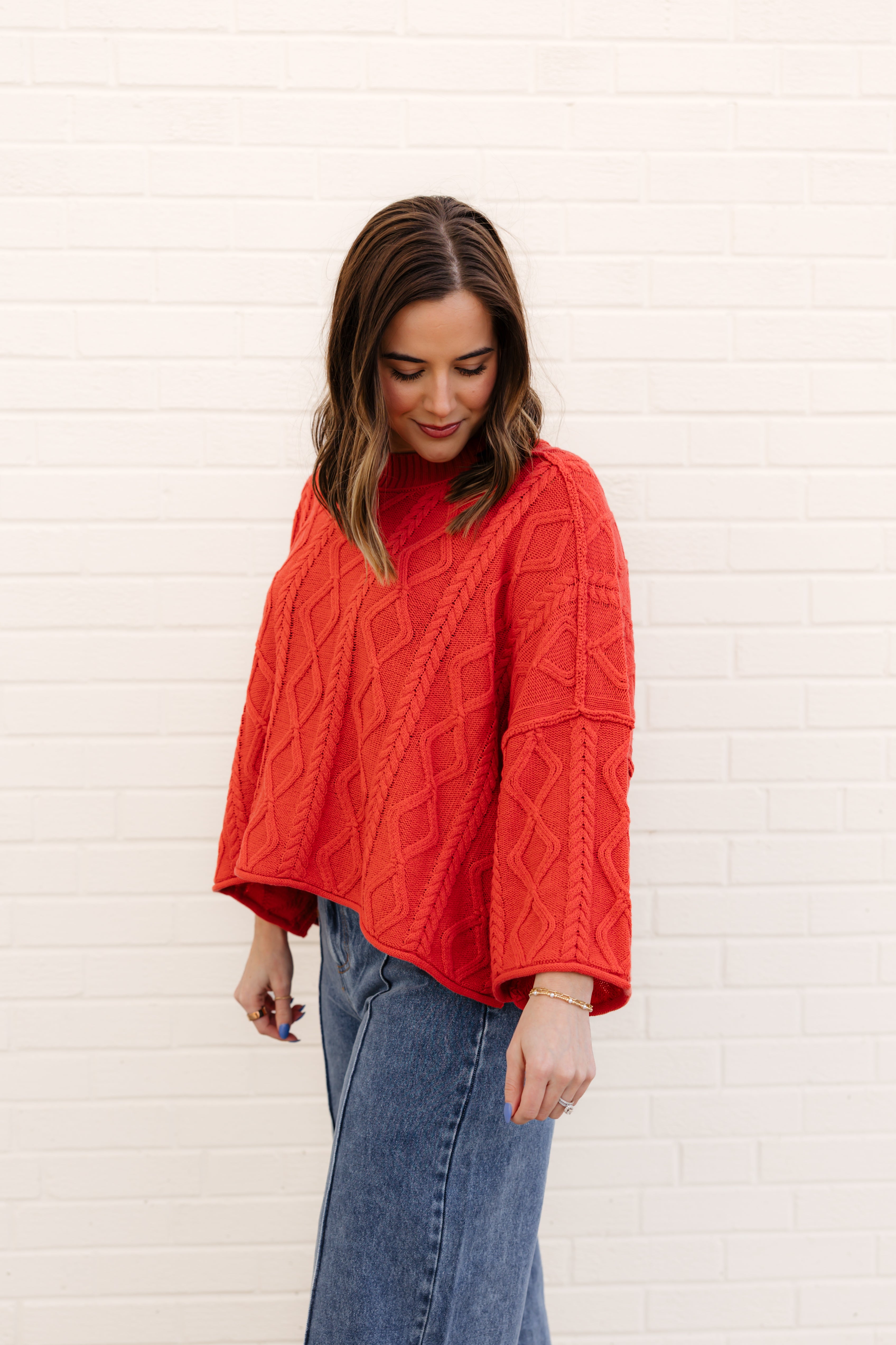 Lioness Cable Knit Sweater | Dusty Red