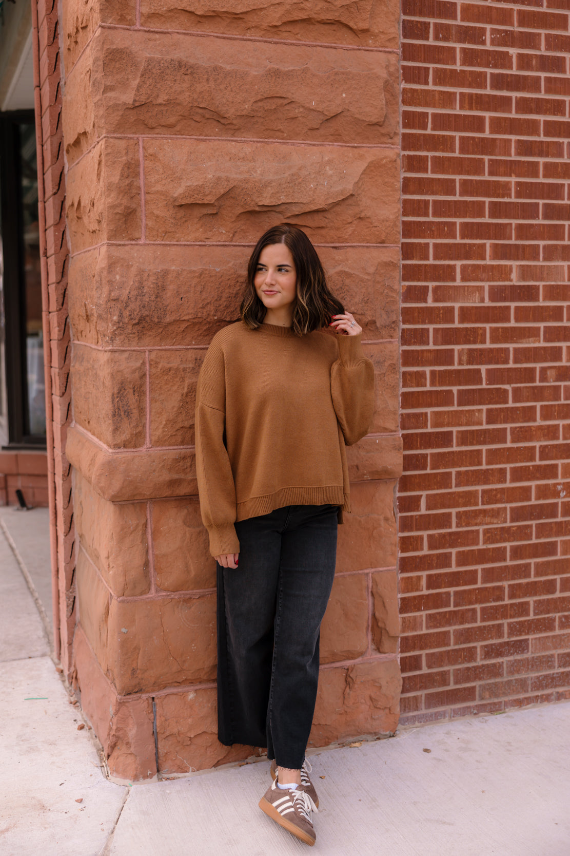 Hailey Drop Shoulder Sweater | Camel