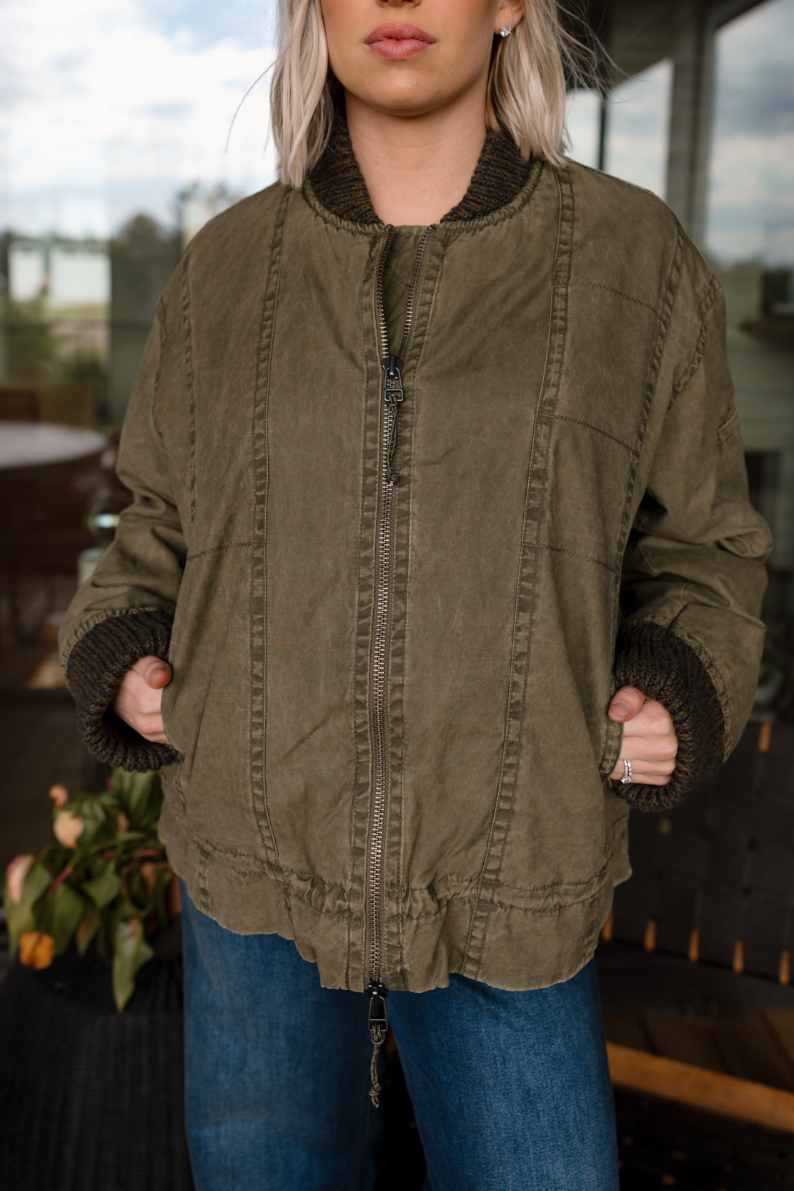 We The Free Jax Washed Bomber | Olive
