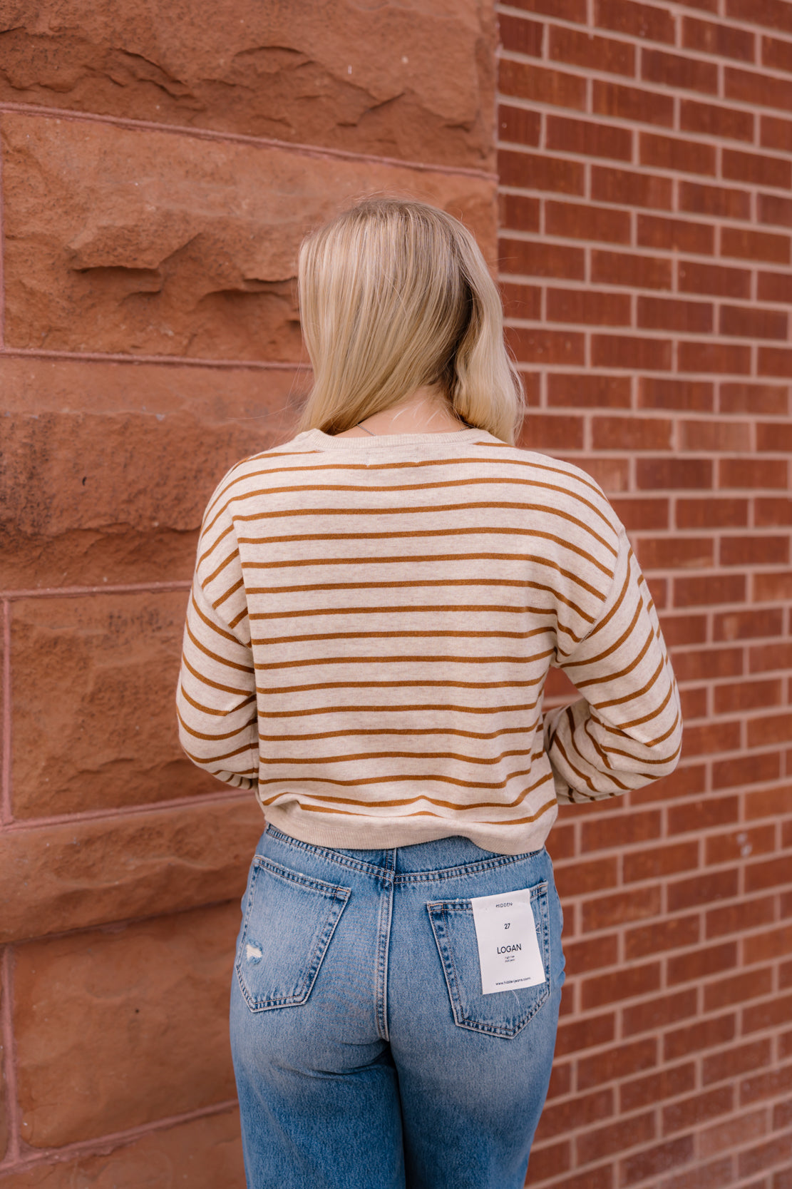 Weston Striped Sweater | Oatmeal/Camel