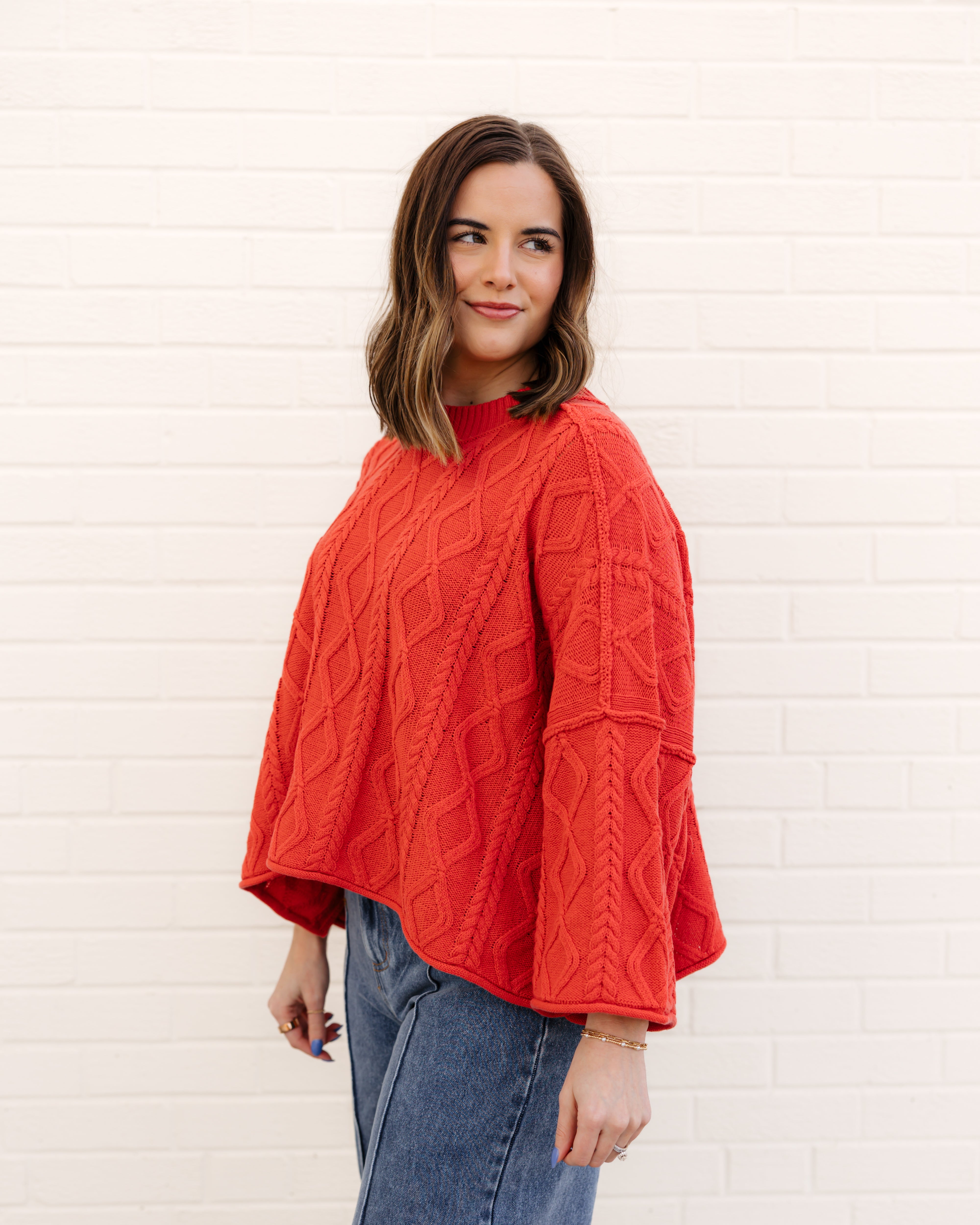 Lioness Cable Knit Sweater | Dusty Red