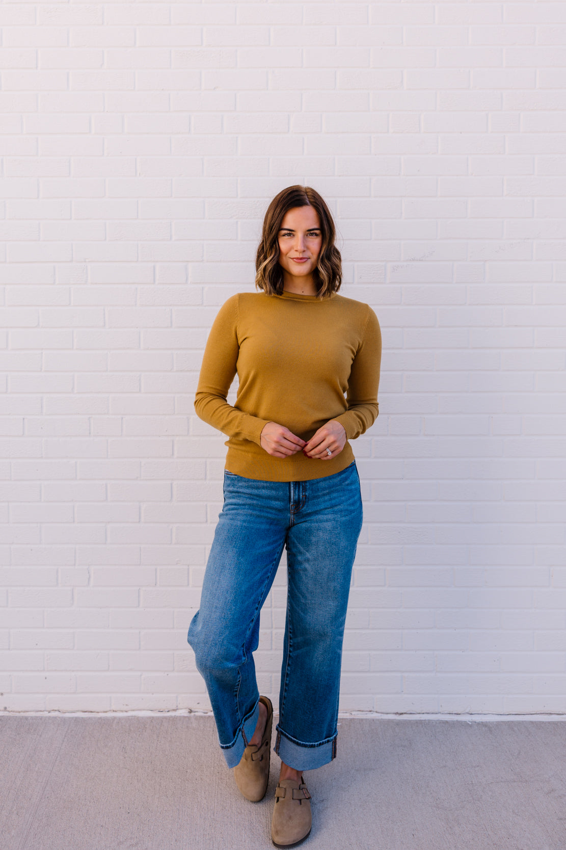 Ella Mid Rise Straight Wide Leg Jean | Medium