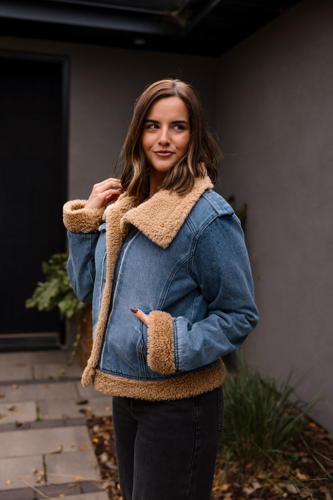 Henrietta Denim Sherpa Jacket | Medium Wash