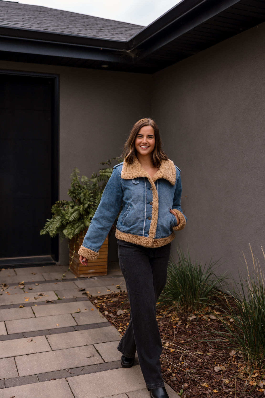 Henrietta Denim Sherpa Jacket | Medium Wash