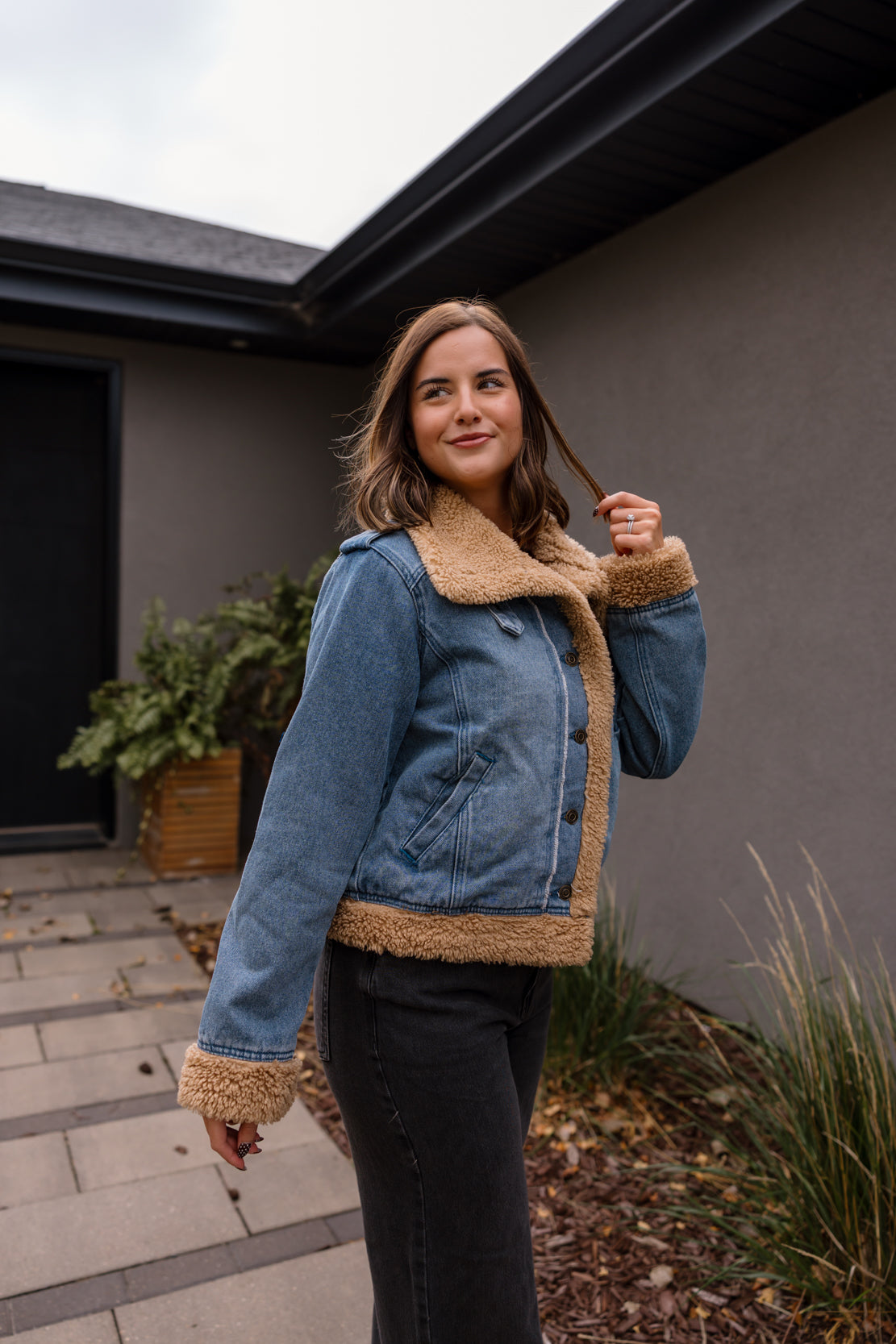 Henrietta Denim Sherpa Jacket | Medium Wash