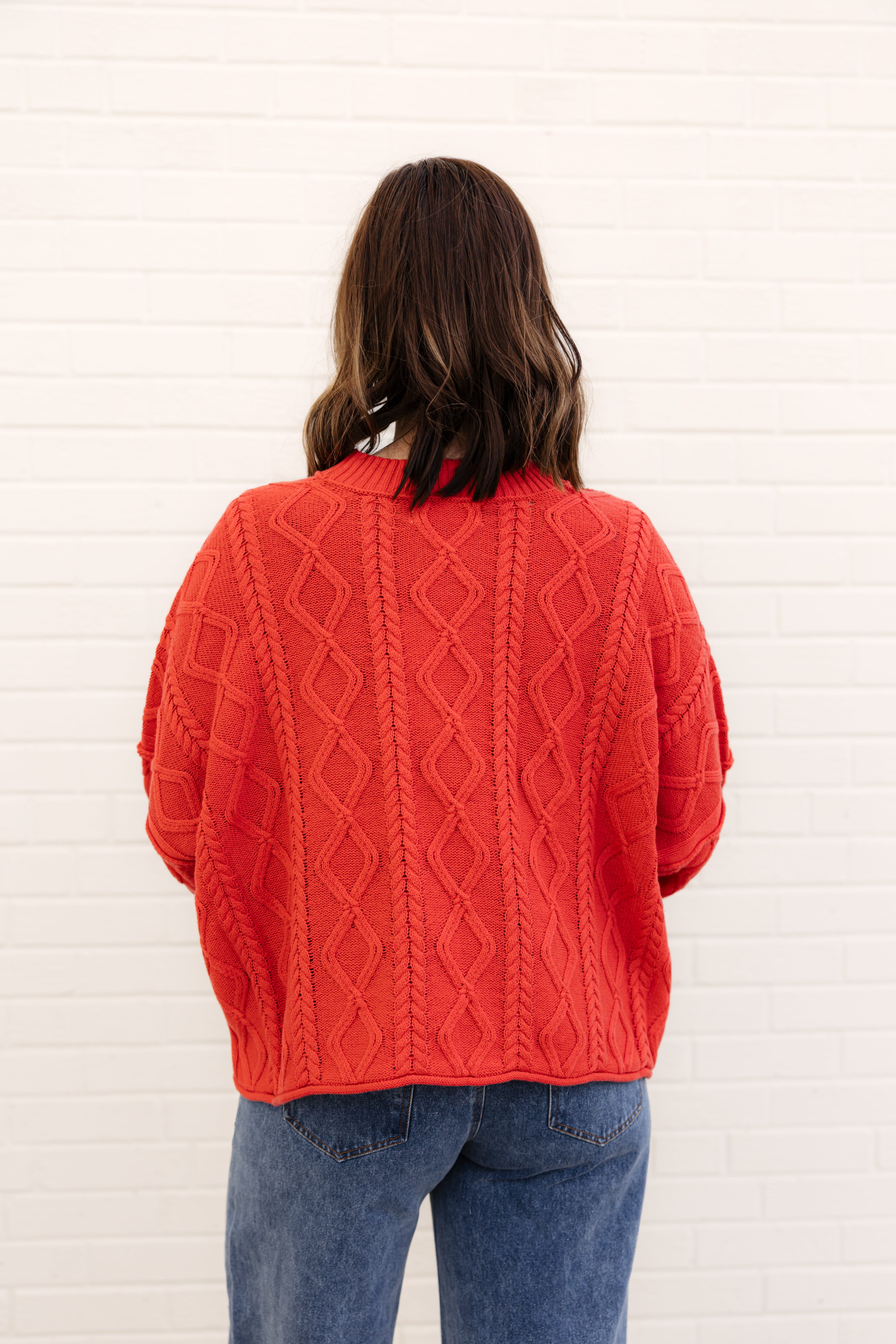 Lioness Cable Knit Sweater | Dusty Red
