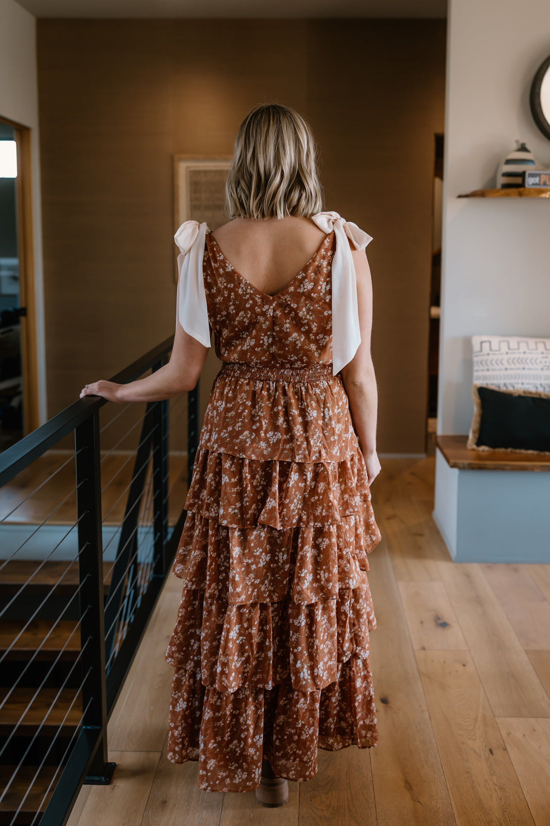 Hallie Floral Tiered Maxi Dress | Caramel/Cream