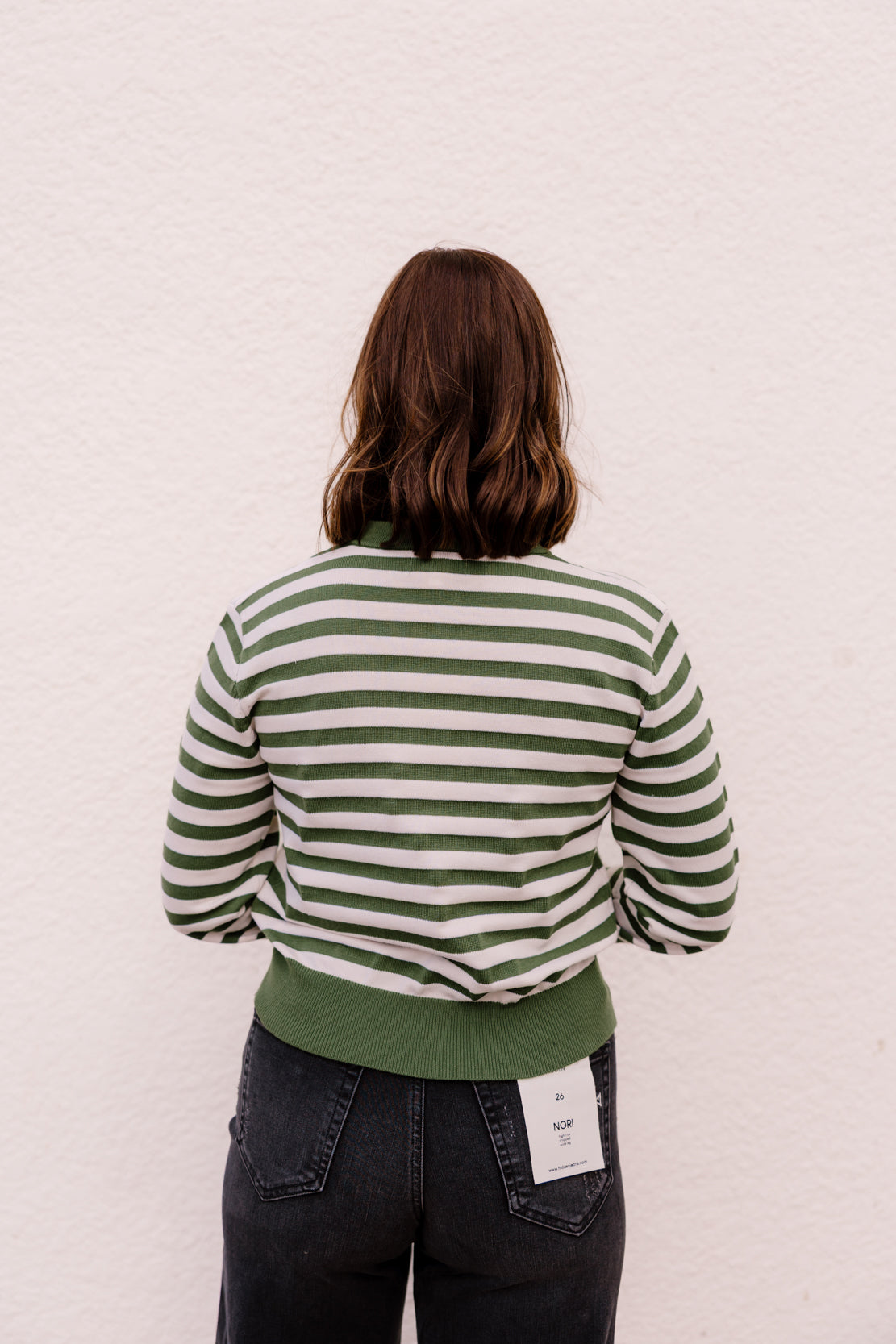 Ellie Striped Cardigan | Forest Green/Cream