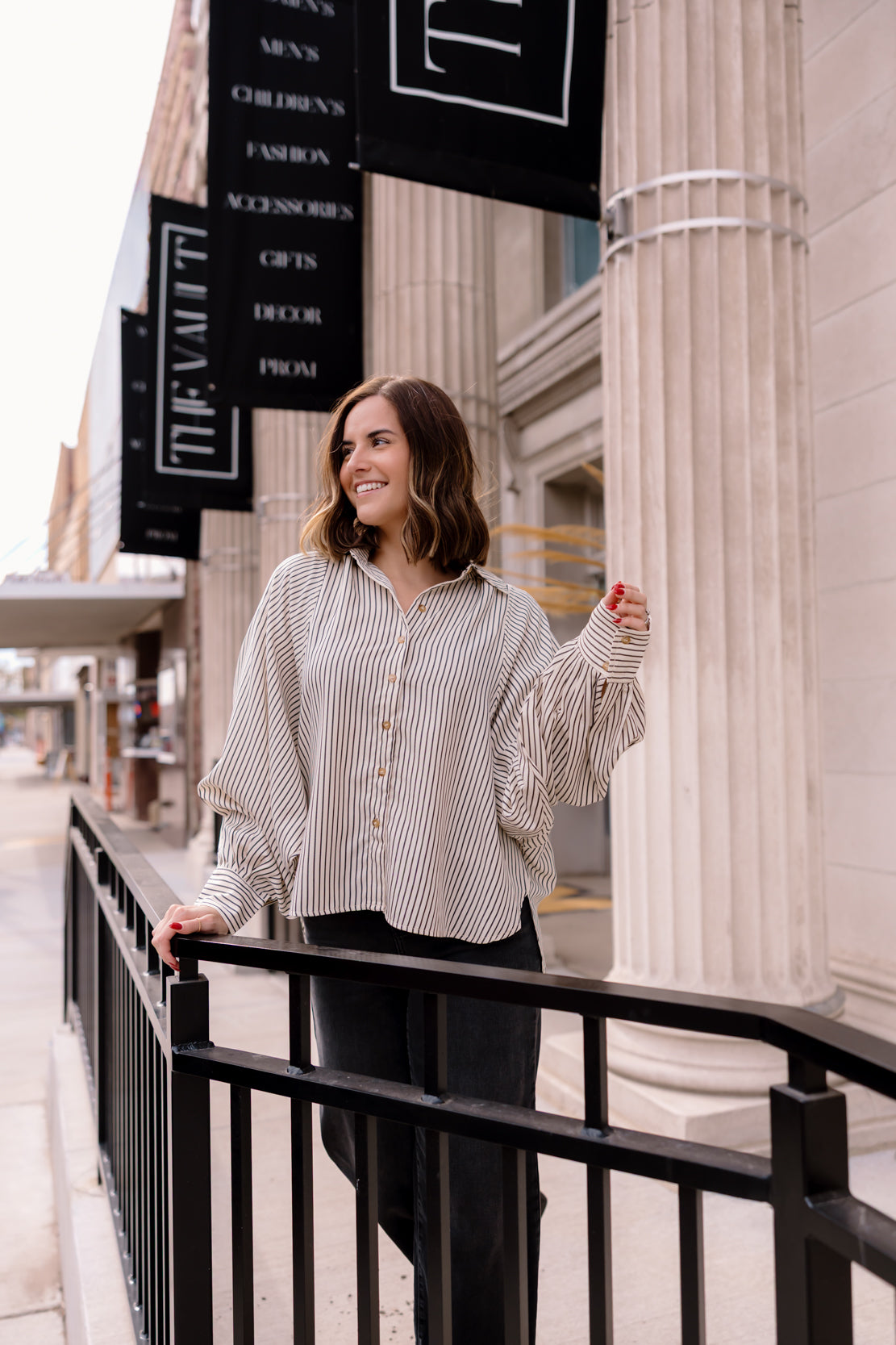 Skylar Raglan Striped Shirt | Black