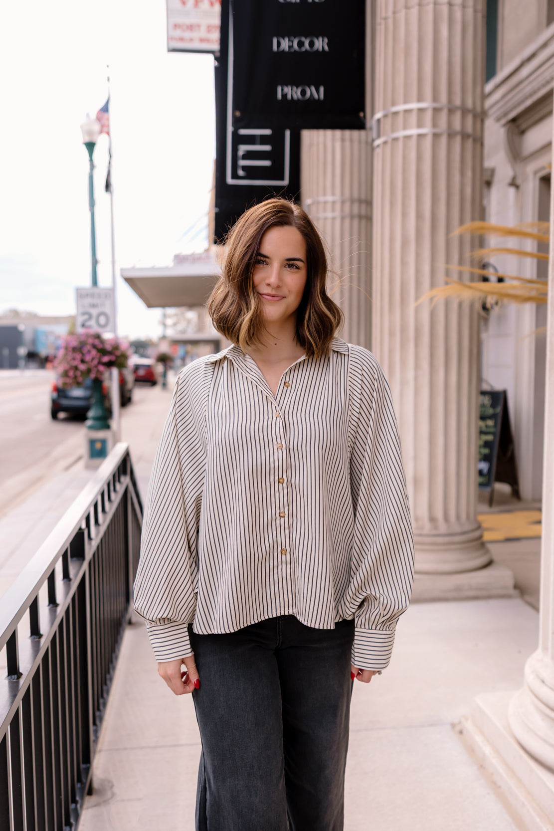 Skylar Raglan Striped Shirt | Black