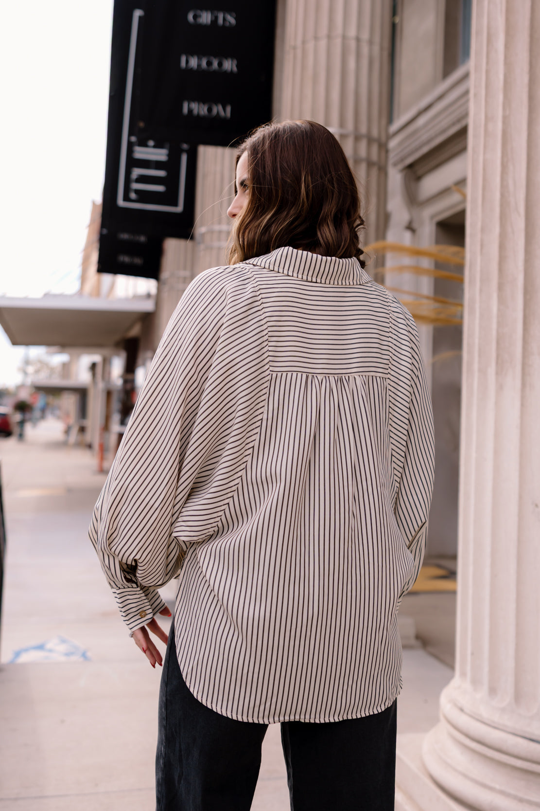 Skylar Raglan Striped Shirt | Black