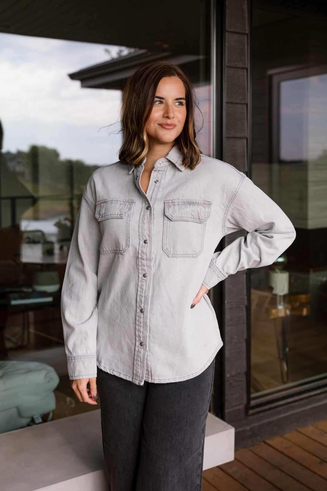 Etta Button Down Shirt | Grey Wash
