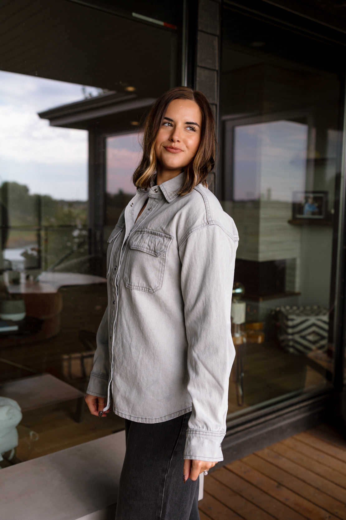 Etta Button Down Shirt | Grey Wash