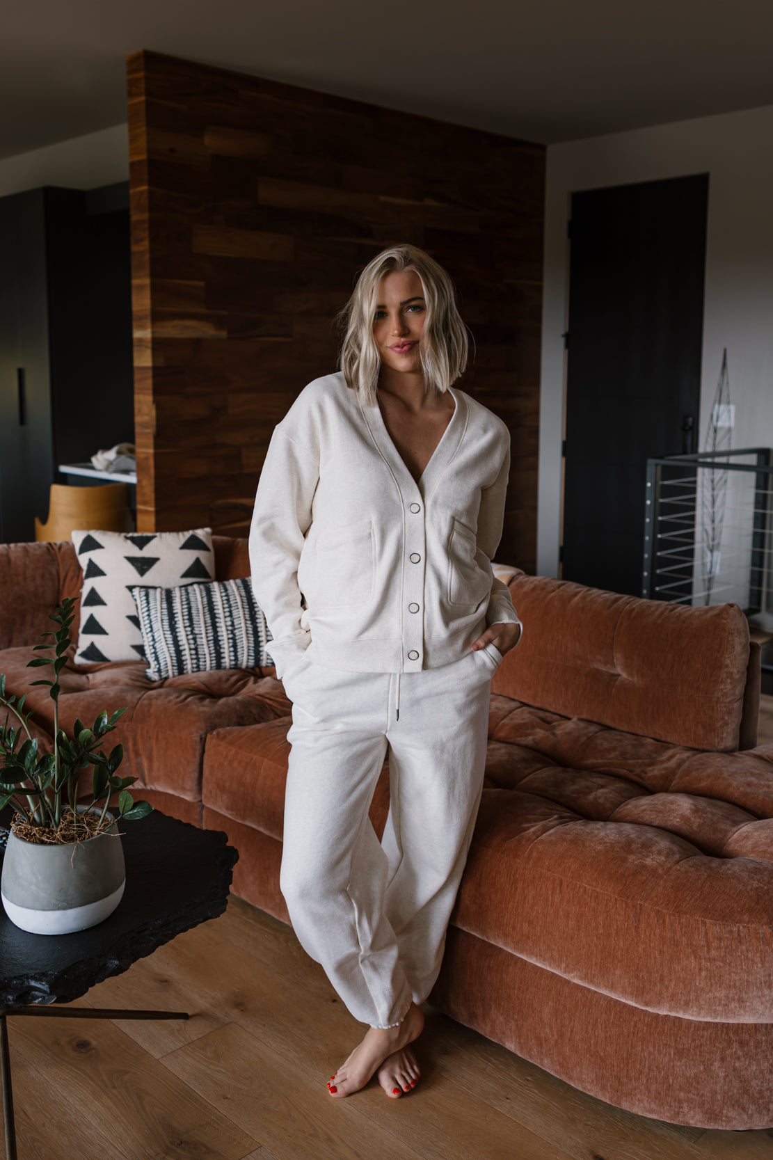 Serenity Fleece Relaxed Cardigan | Heather Oatmeal