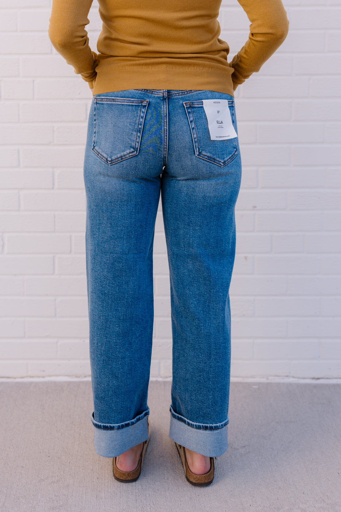 Ella Mid Rise Straight Wide Leg Jean | Medium