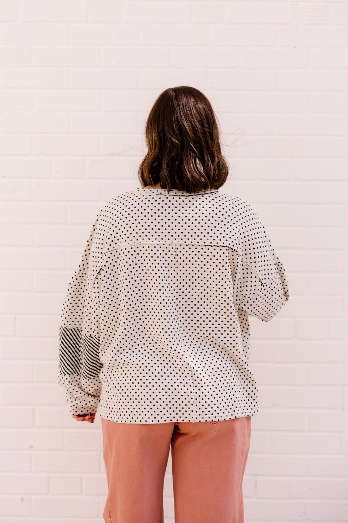 Nicole Polka Dot Oversized Top | Cream
