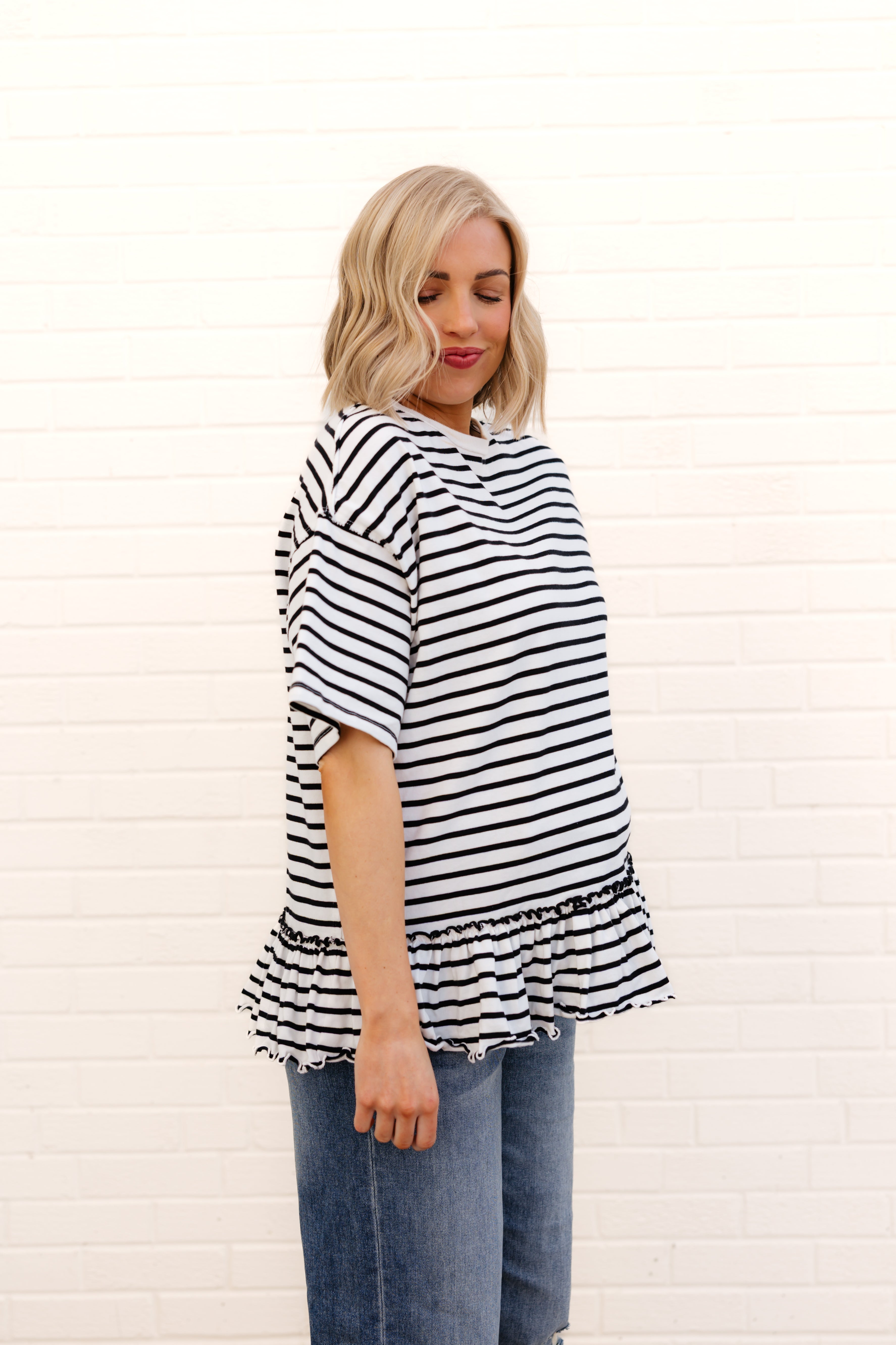 We The Free Why Yes Striped Tee | Black/White Combo