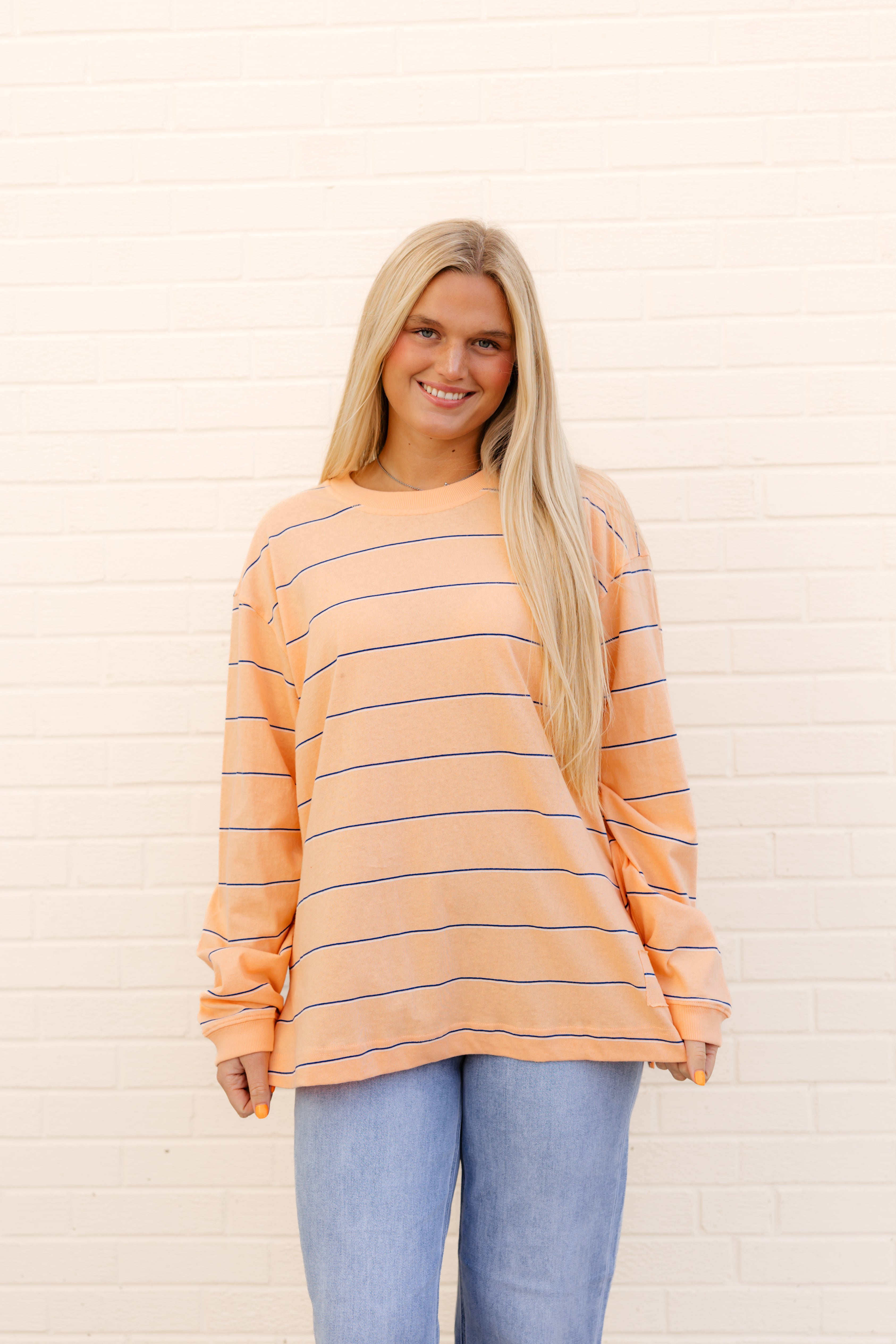 Hustle Striped Layer | Awning Stripe Peach