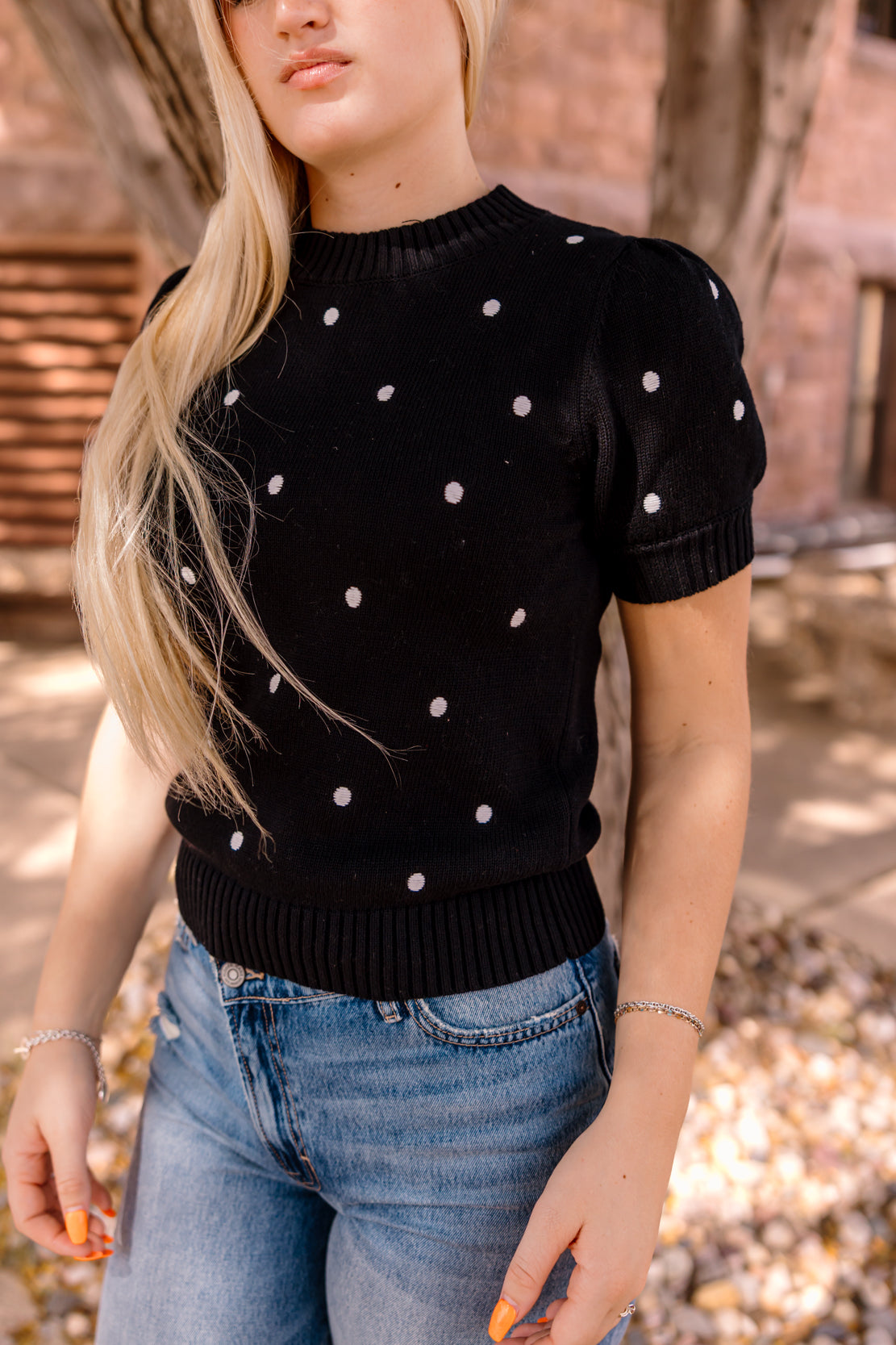 Kealy Polka Dot Sweater | Black/Ivory