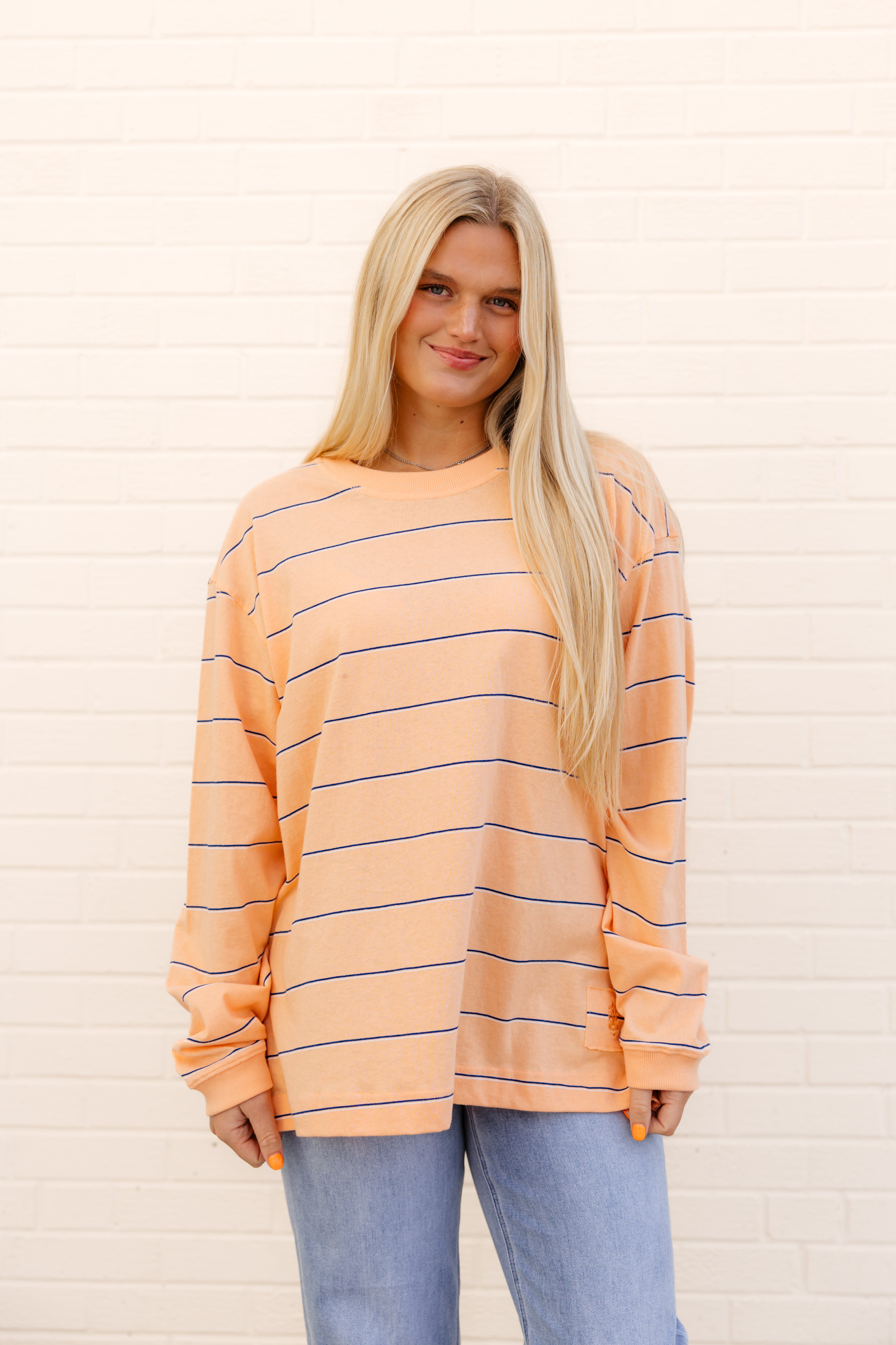 Hustle Striped Layer | Awning Stripe Peach