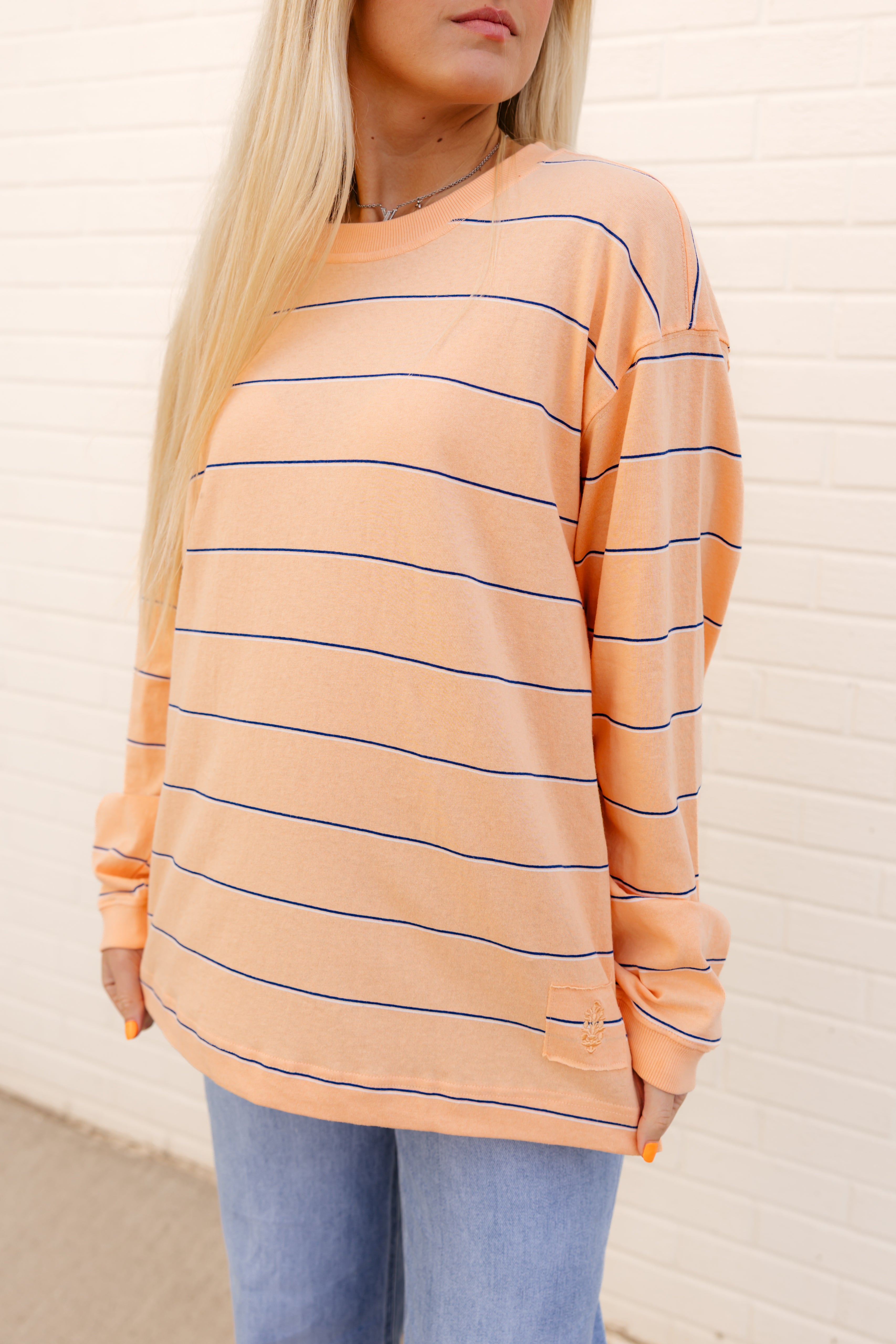 Hustle Striped Layer | Awning Stripe Peach