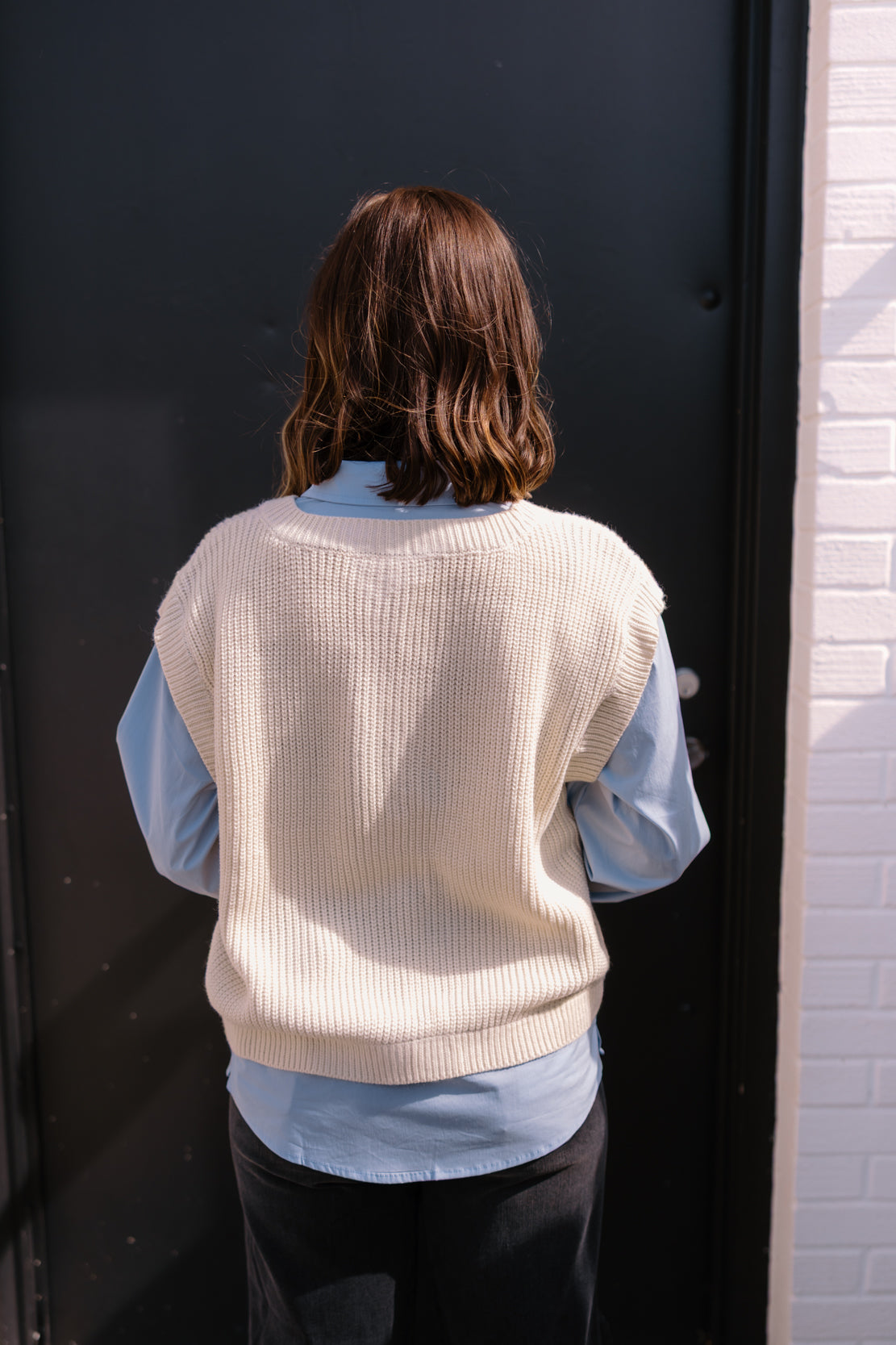 Tiffany Sweater Vest Shirt | Cream/Blue