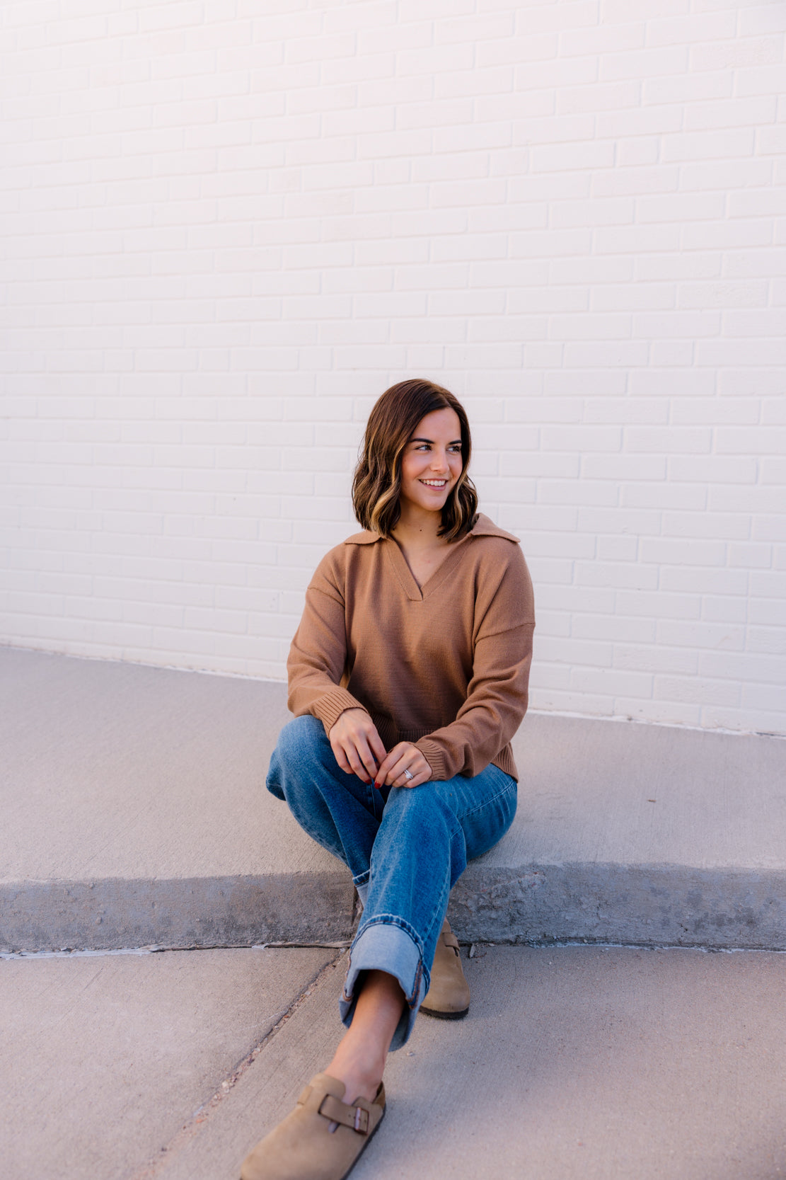 Millie Knit Collared Sweater | Espresso