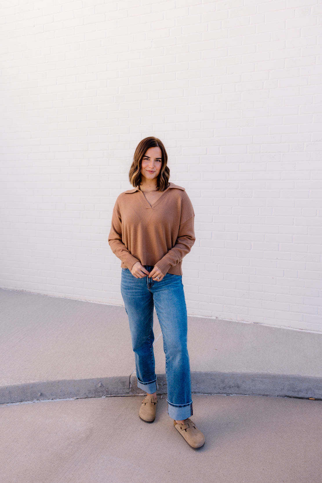 Millie Knit Collared Sweater | Espresso