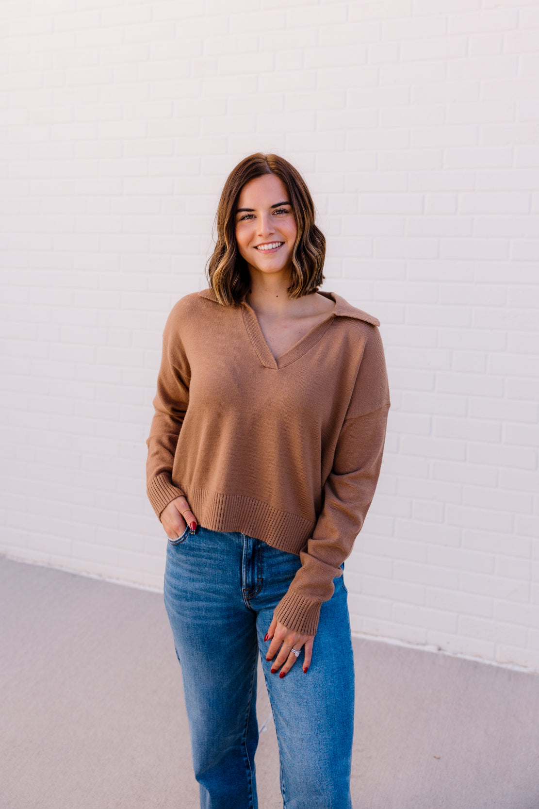 Millie Knit Collared Sweater | Espresso