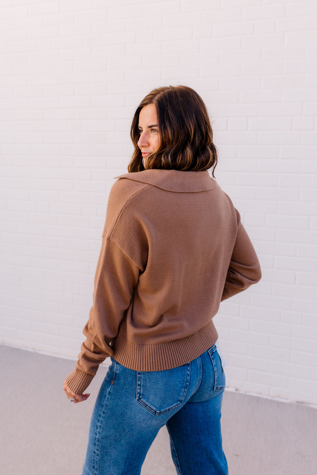 Millie Knit Collared Sweater | Espresso