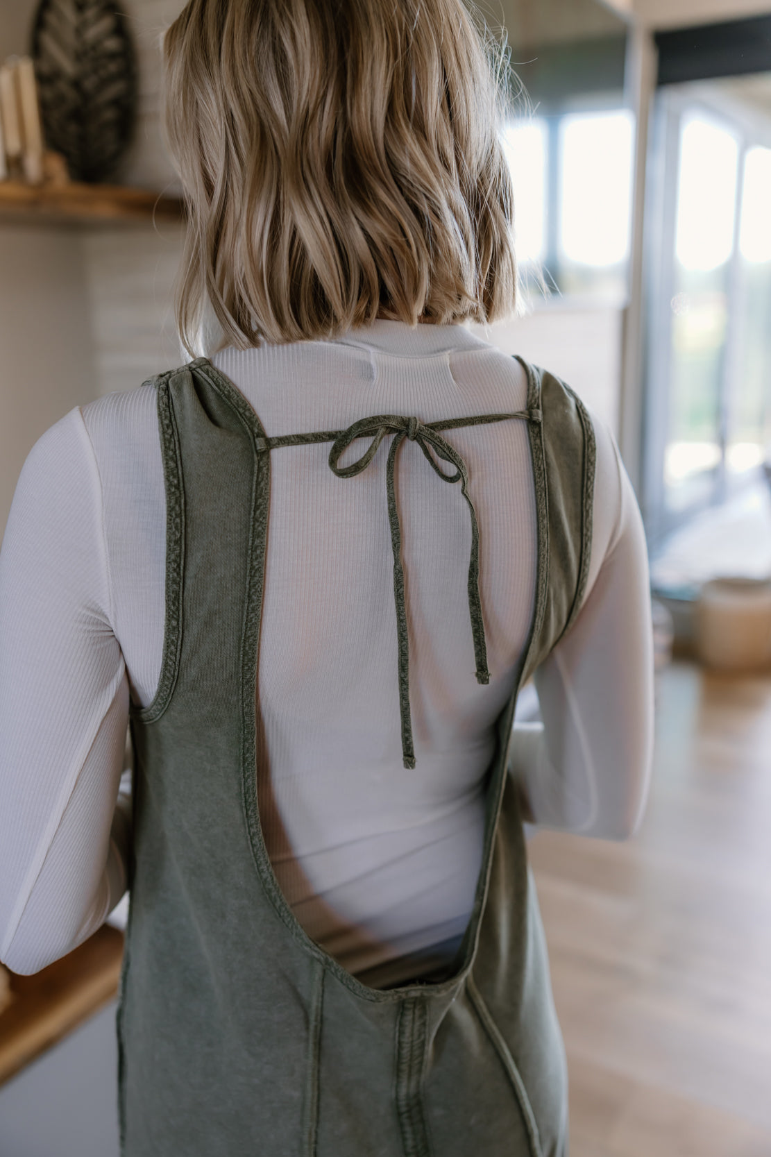 Mckenna Mineral Wash Wide Leg Jumpsuit | Light Moss