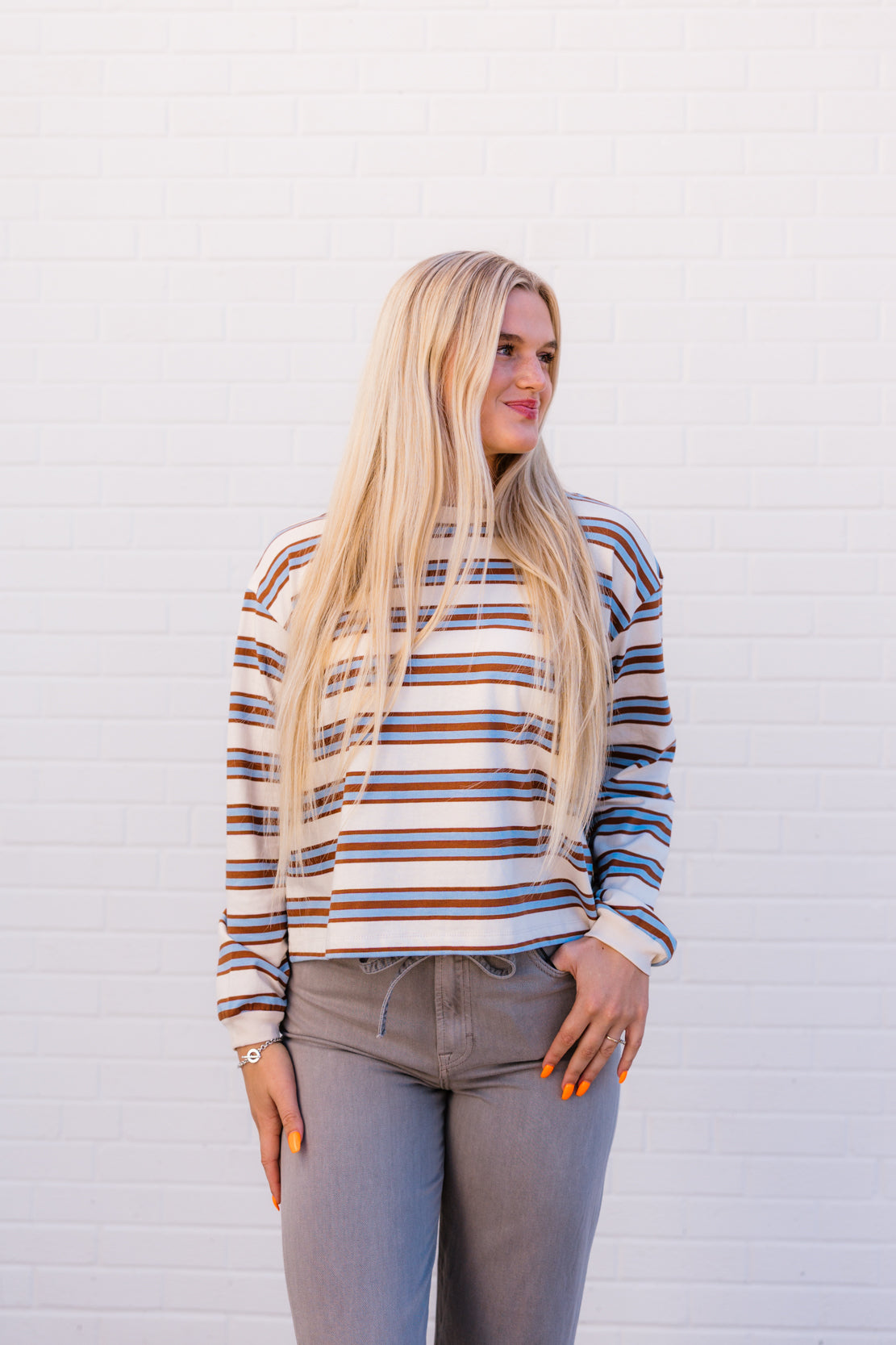Riley Striped Shirt | Blue Camel