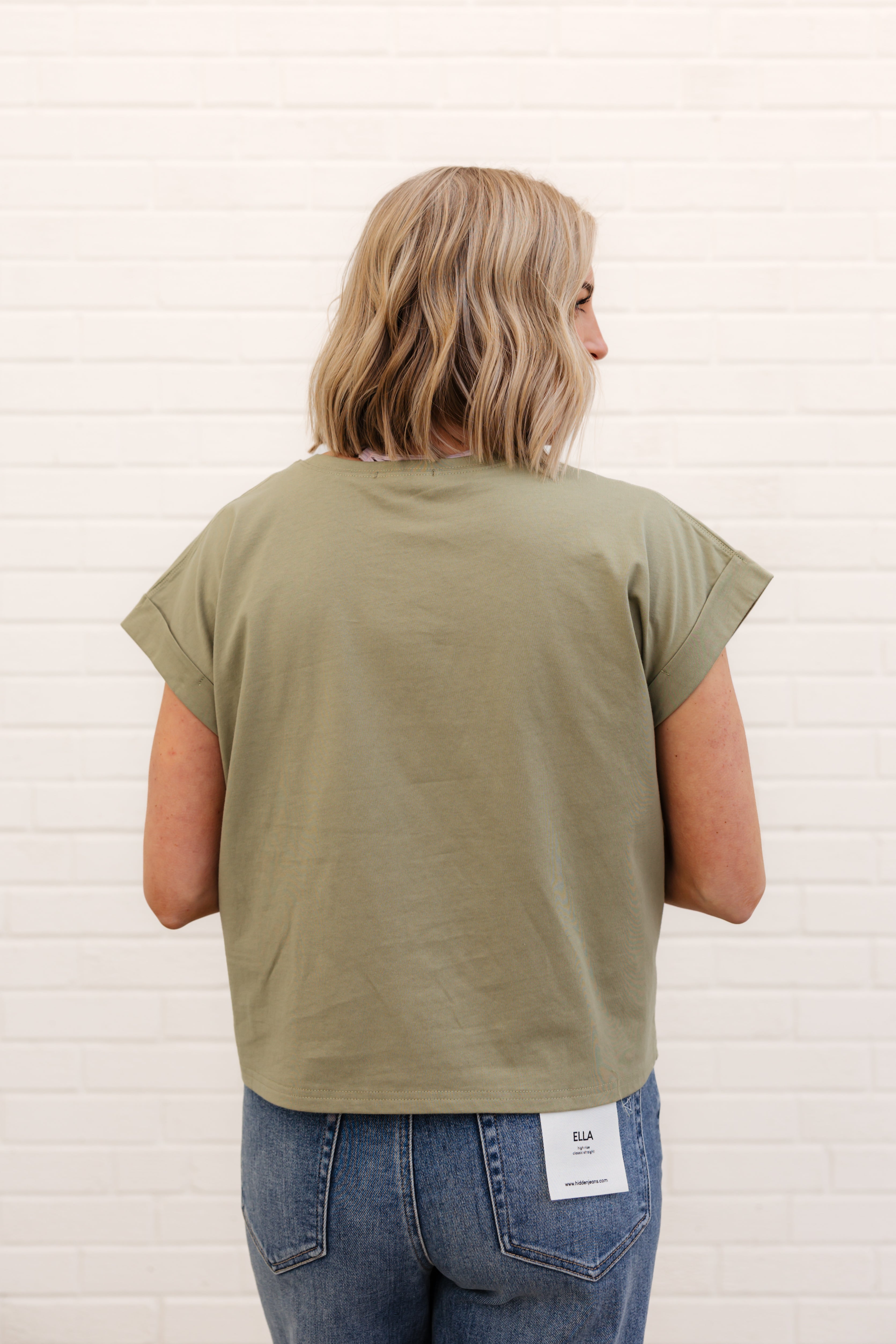 Palmer Cuffed Sleeve Top | Matcha