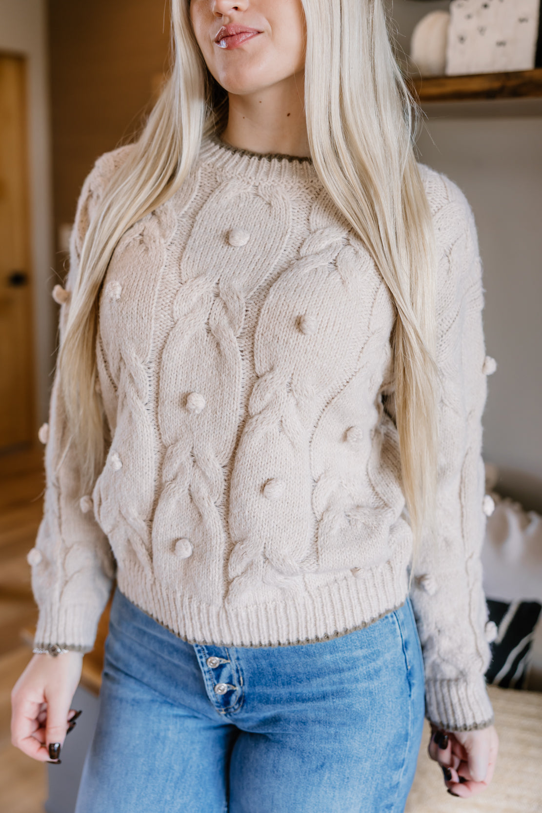 Tatum Pom Pom Sweater | Oatmeal