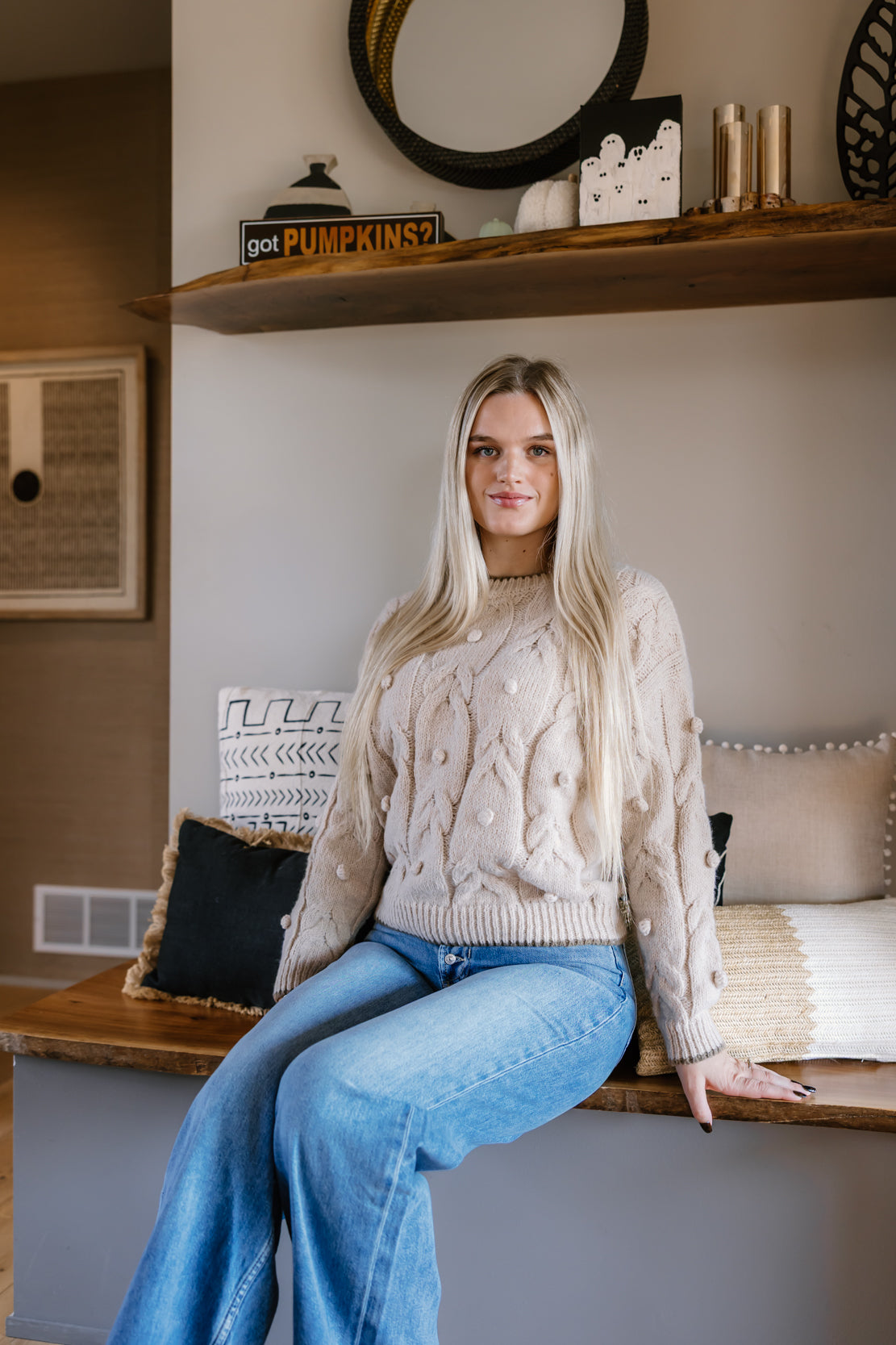 Tatum Pom Pom Sweater | Oatmeal