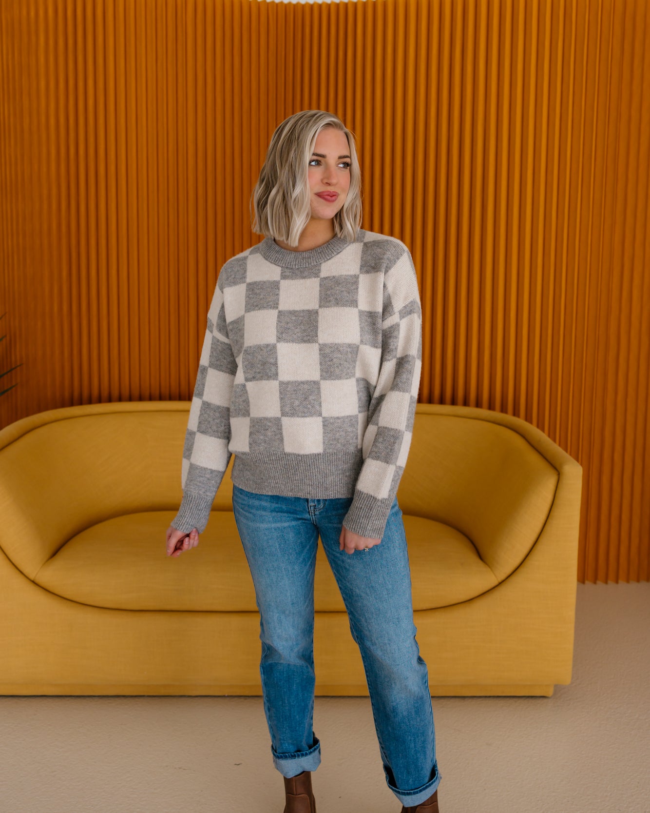 Barkley Checkered Sweater | Oatmeal Combo