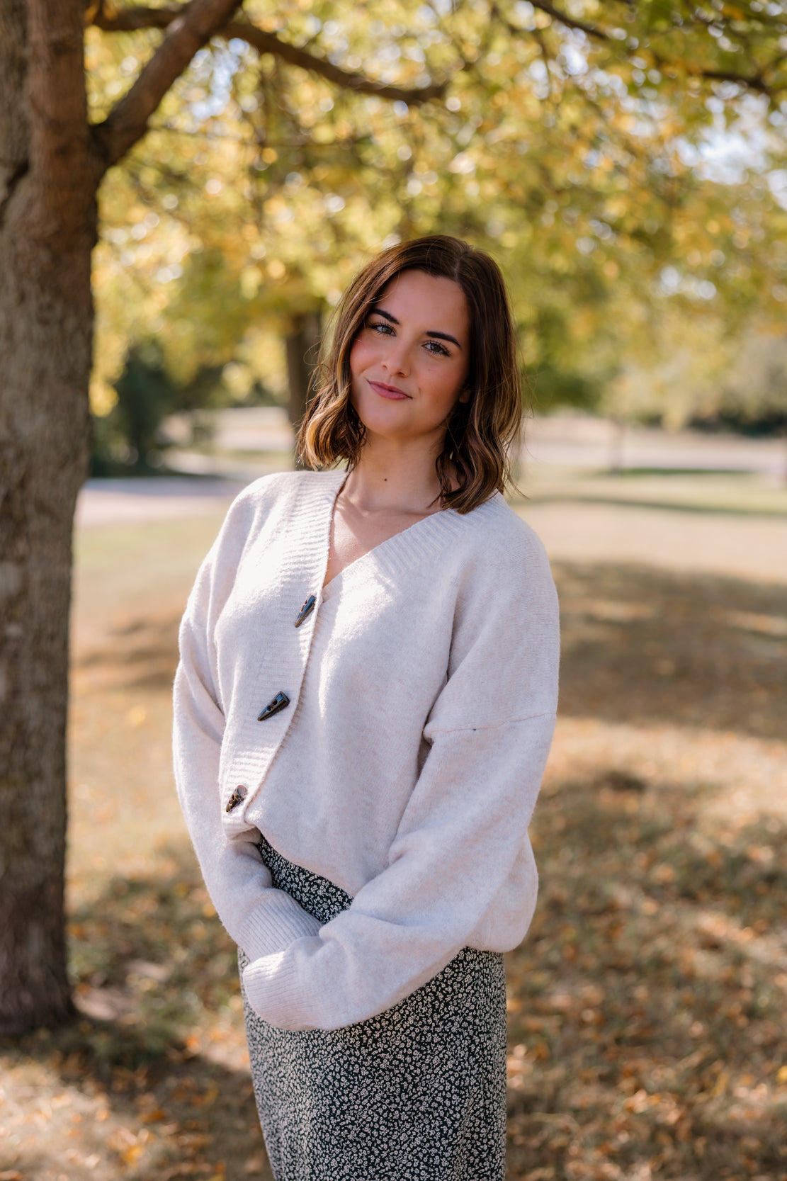 Baylor Brushed Toggle Button Cardigan | Ecru