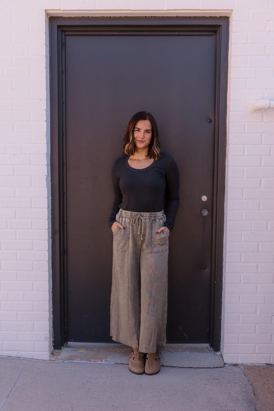Gypsy Ribbed Scoop Neck Long Sleeve | Dark Charcoal
