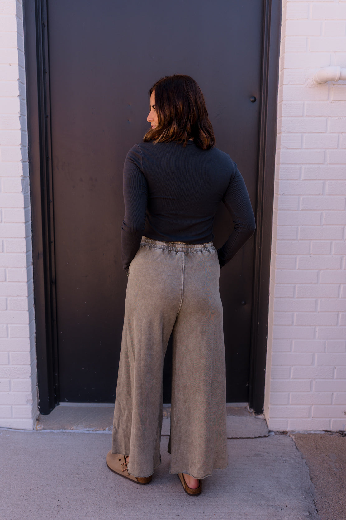 Avery Knit Wide Leg Pant | Ash
