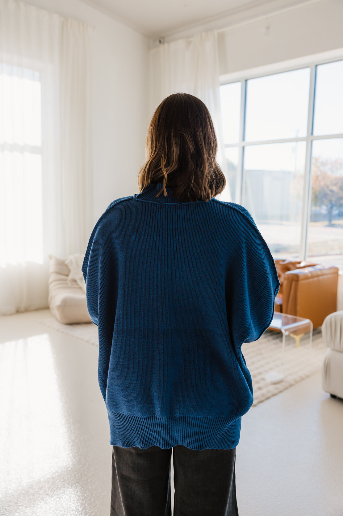 Ryder Side Slit Oversized Sweater | Light Navy