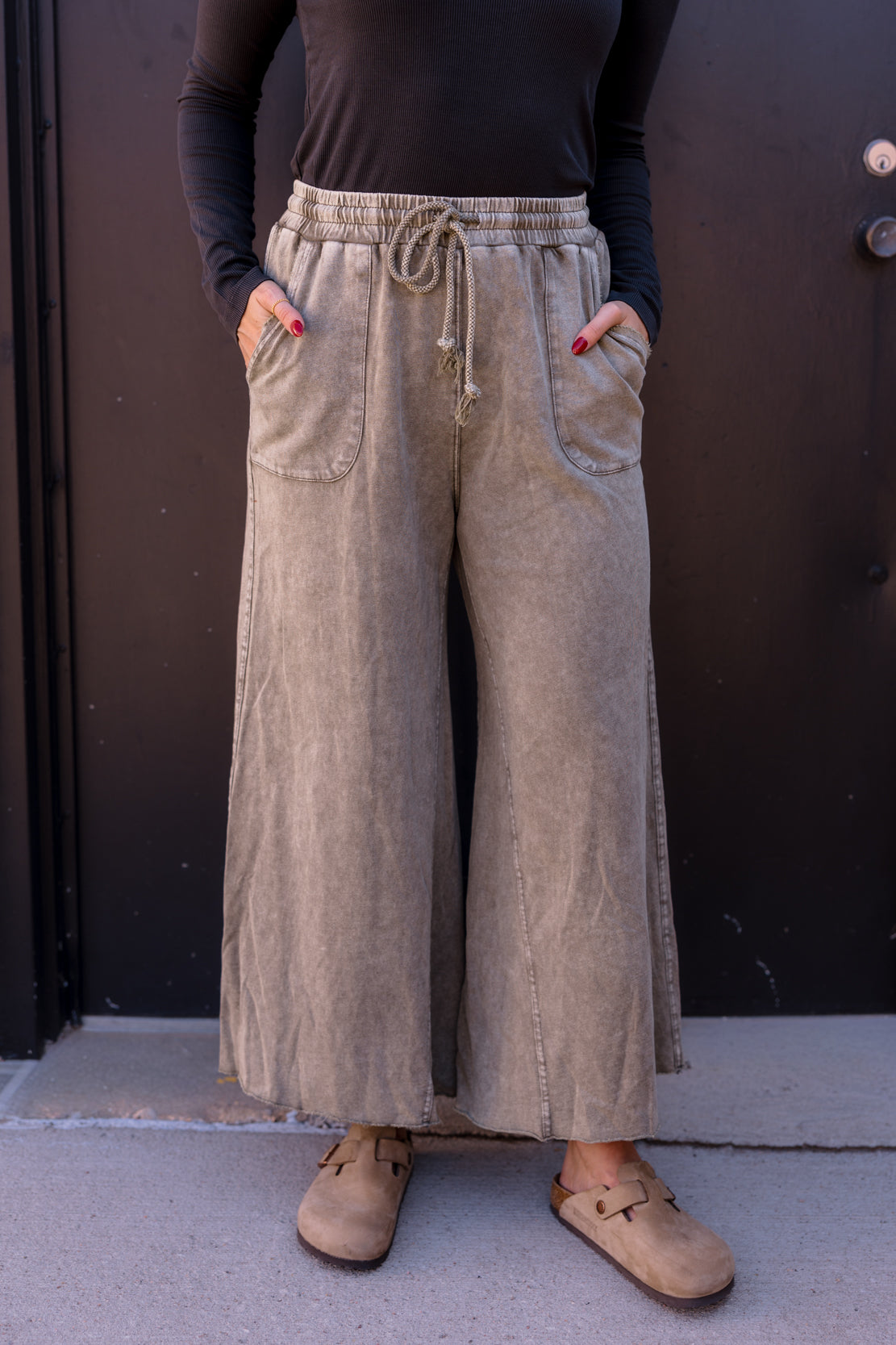 Avery Knit Wide Leg Pant | Ash