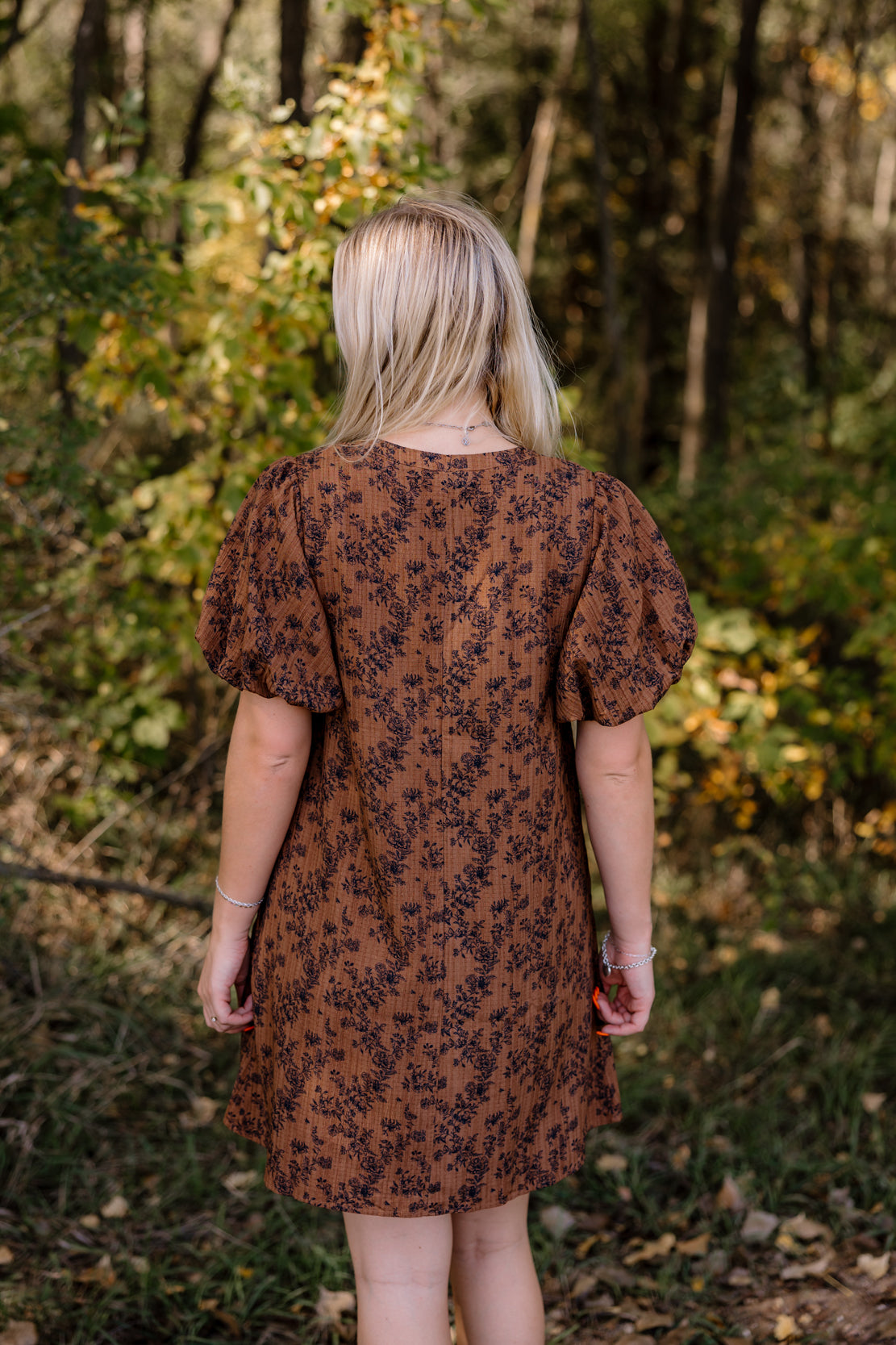 Monica Floral Mini Dress | Pecan Brown